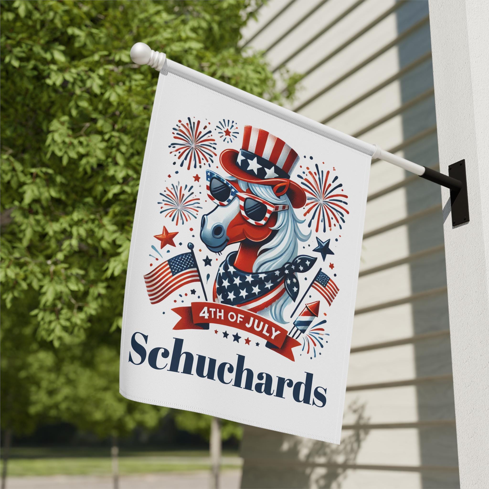 Patriotic Horse Garden Flag, 4th of July House Flag, Custom Yard Sign, Personalized Yard Flag, Funny Independance Day Flag -Razels