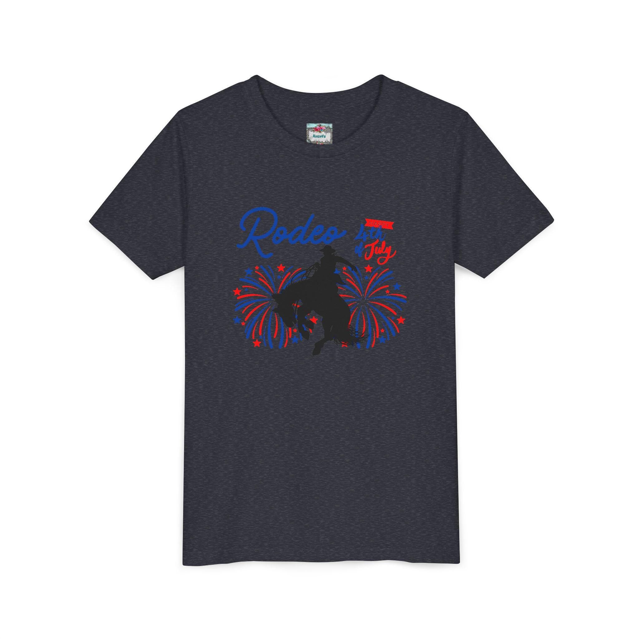 Patriotic Kids’ Rodeo Tee – Bronc Rider Graphic for 4th of July Fun!
Let the littles join in on the rodeo spirit this Independence Day! Featuring the same bronc rider bursting through red, white, and blue fireworks as our adult tee, this youth-sized shirt is perfect for creating matching family looks for the 4th of July 🎆🐎