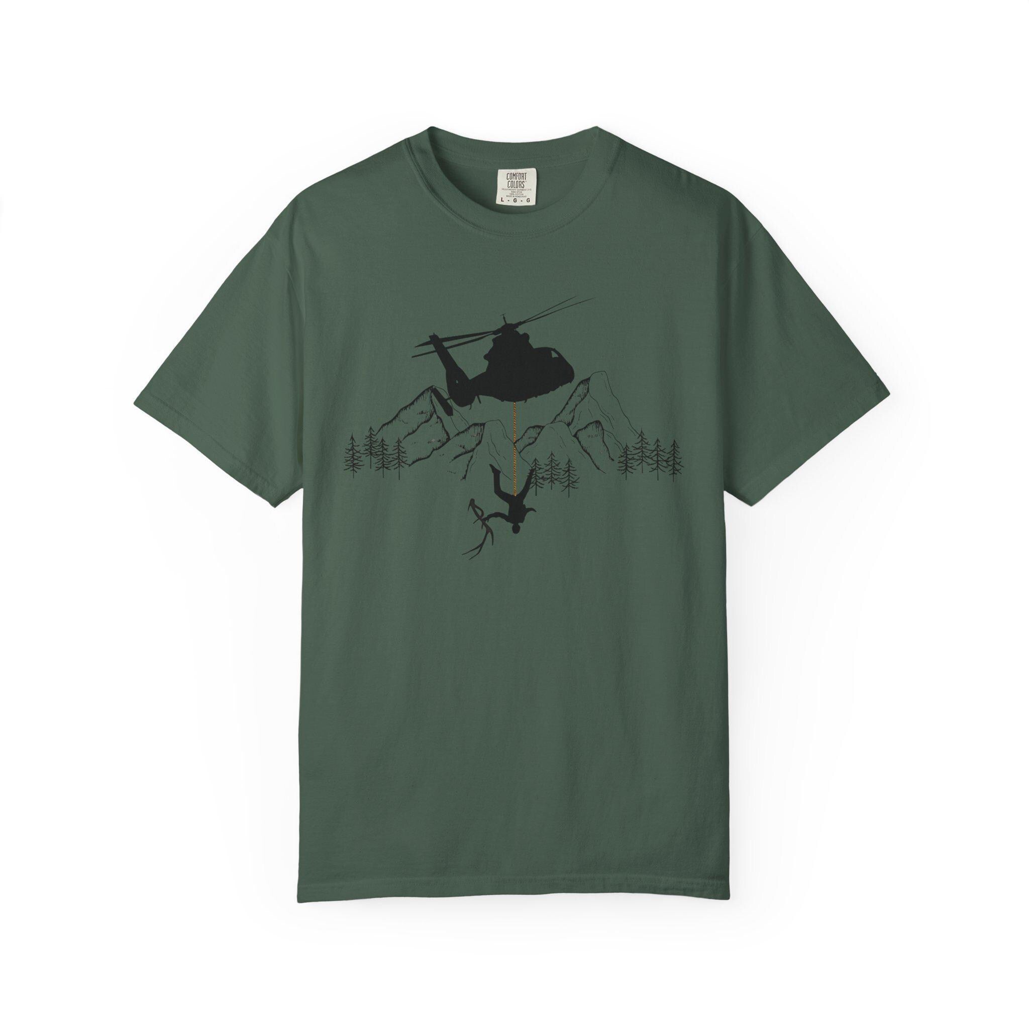 Adventure Awaits Helicopter T-Shirt
🚁 No Elk Shed Left Behind – Even If You Gotta Drop In For It
Not all shed hunters play by the rules... but you? You can wear the legend without breaking the law. Inspired by that wild Montana moment—yeah, the one with the helicopter and the private ranch—this shirt is for those who dream big, hike hard, and maybe laugh a little at the absurdity of it all. #notineleftbehind #montanashedhunting