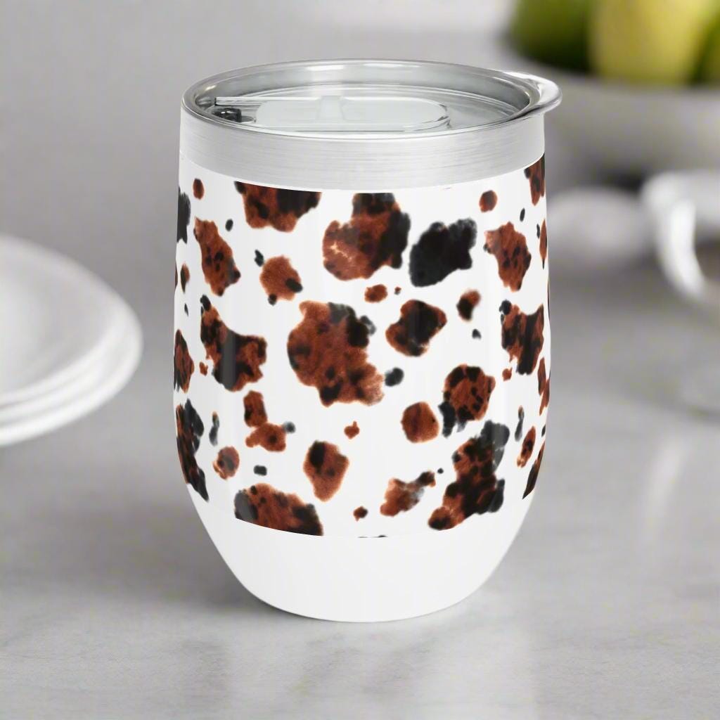 Personalized Wine Tumbler, Cowgirl Wine Tumbler, COWPRINT Tumbler, Insulated Wine Cup, Bachelorette Party, Cowgirl Summer -Razels