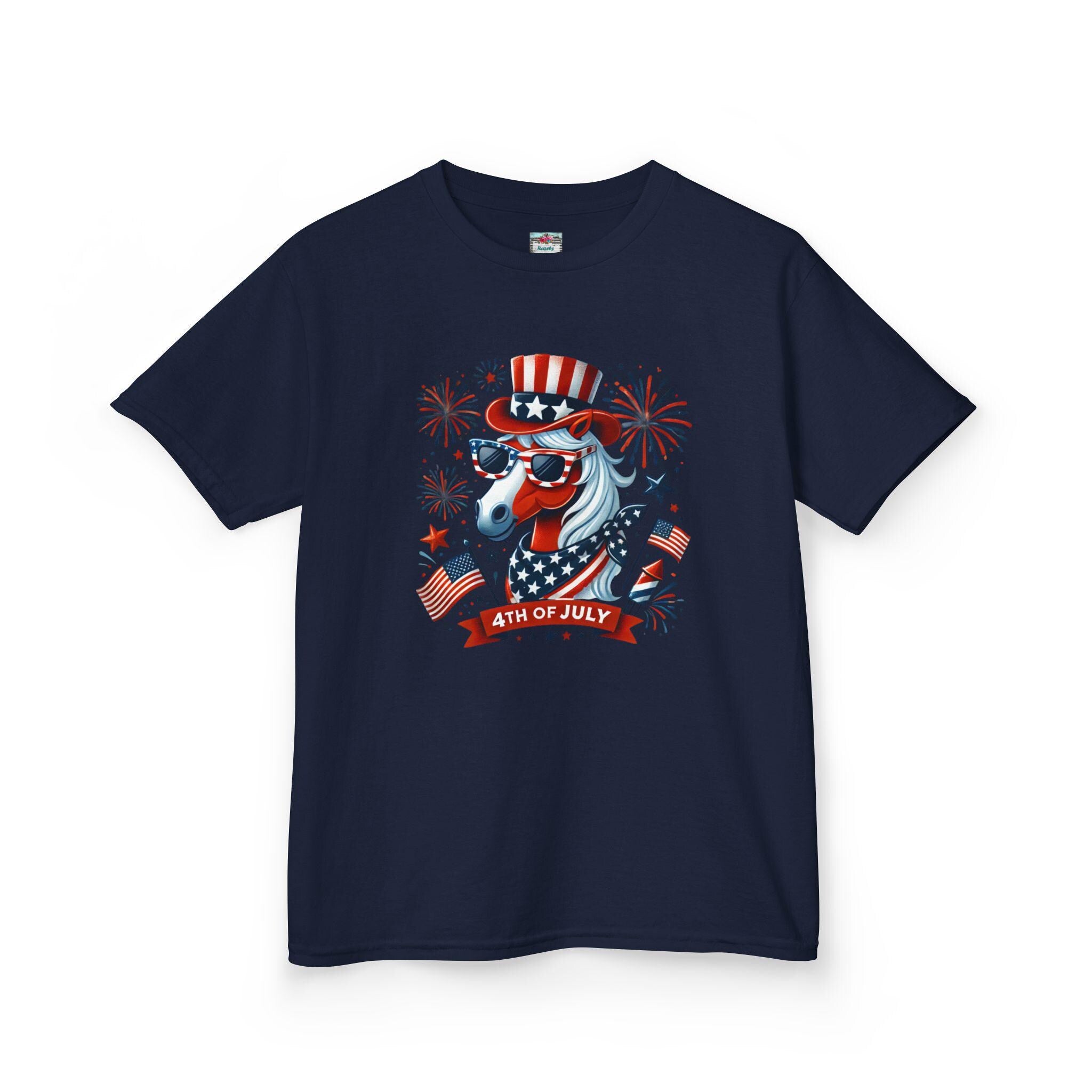 Patriotic Horse 4th of July Kids T-Shirt
FREE shipping on orders $35+
Get your little firecracker ready for the Fourth of July fun! 🇺🇸 This adorable kids’ tee features a spirited horse rocking an Uncle Sam hat 🎩 and surrounded by fireworks 🎆 — ready to party like it’s 1776!
Perfect for parades 🎉, BBQs 🍔, fireworks shows 🎇, or just playing in the summer sun ☀️.
Available in 6 festive colors ❤️🤍💙 
✓ Colorful, fun 4th of July horse design
✓ Available in 6 patriotic color options!
