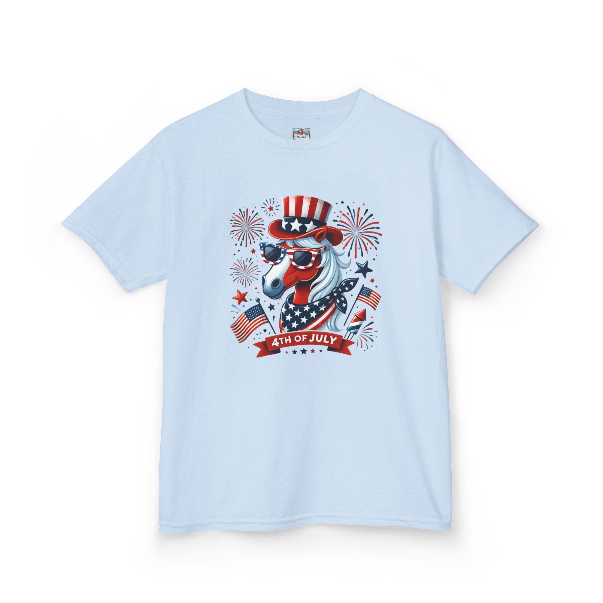 Patriotic Horse 4th of July Kids T-Shirt
FREE shipping on orders $35+
Get your little firecracker ready for the Fourth of July fun! 🇺🇸 This adorable kids’ tee features a spirited horse rocking an Uncle Sam hat 🎩 and surrounded by fireworks 🎆 — ready to party like it’s 1776!
Perfect for parades 🎉, BBQs 🍔, fireworks shows 🎇, or just playing in the summer sun ☀️.
Available in 6 festive colors ❤️🤍💙 
✓ Colorful, fun 4th of July horse design
✓ Available in 6 patriotic color options!