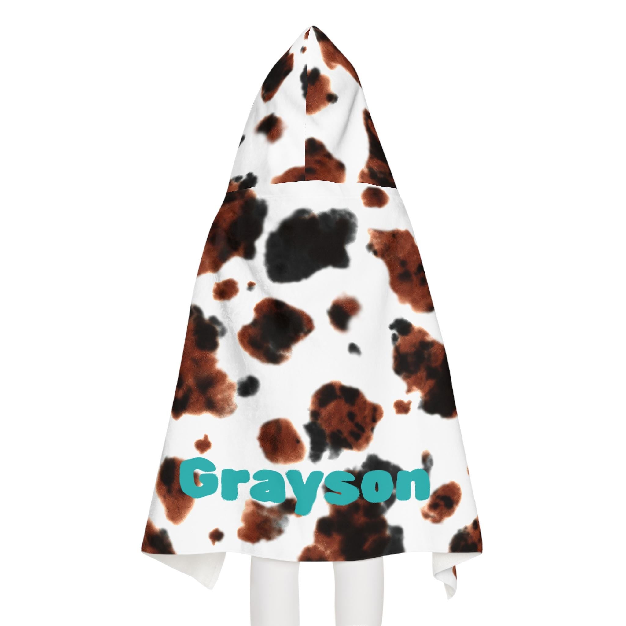 Personalized Cow Print Hooded Towel: Western Toddler Bath Wrap
