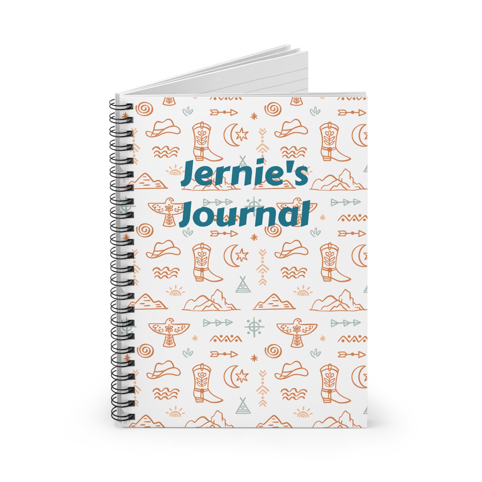 Personalized Western Notebook | Custom Name Boho Cowboy Journal, Beige Turquoise Back to School Notebook -Razels