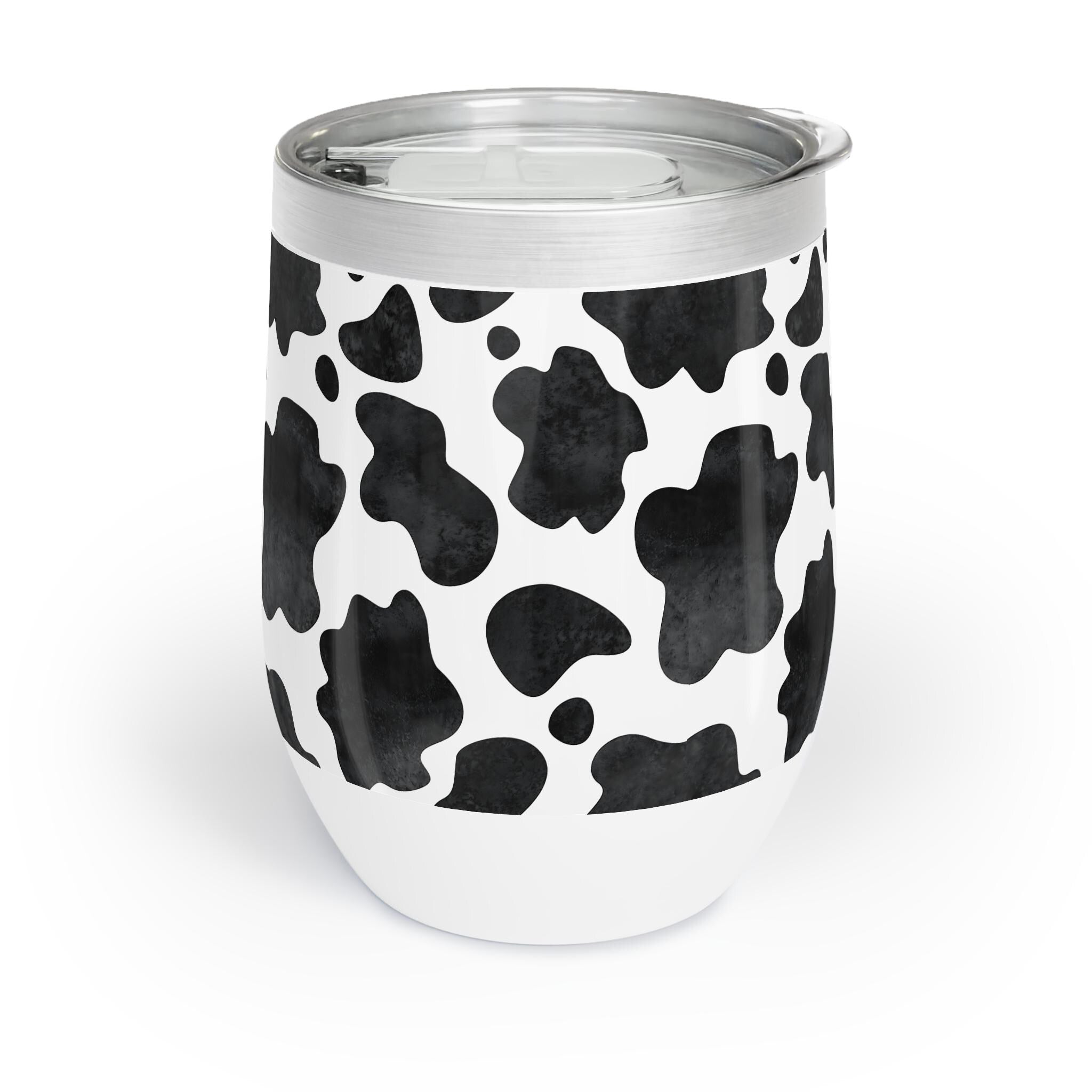 Black and White Cowprint Personalized Wine Tumbler, Cowgirl Wine Tumbler, COWPRINT Tumbler, Bachelorette Party, Cowgirl Summer -Razels