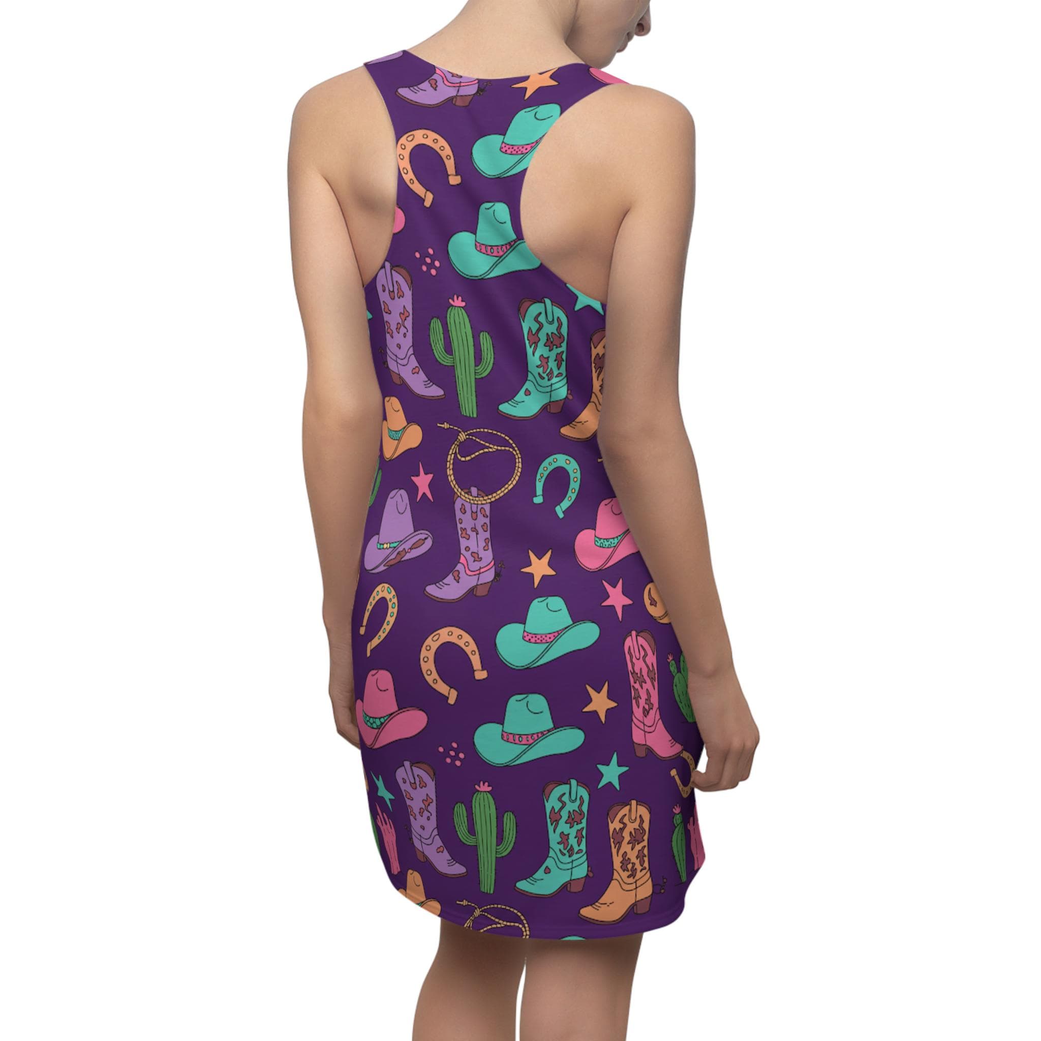 Western Cowgirl Racerback Dress, Purple Summer Cowgirl Dress, Casual Summer Dress, Cowgirl Beach Coverup -Razels