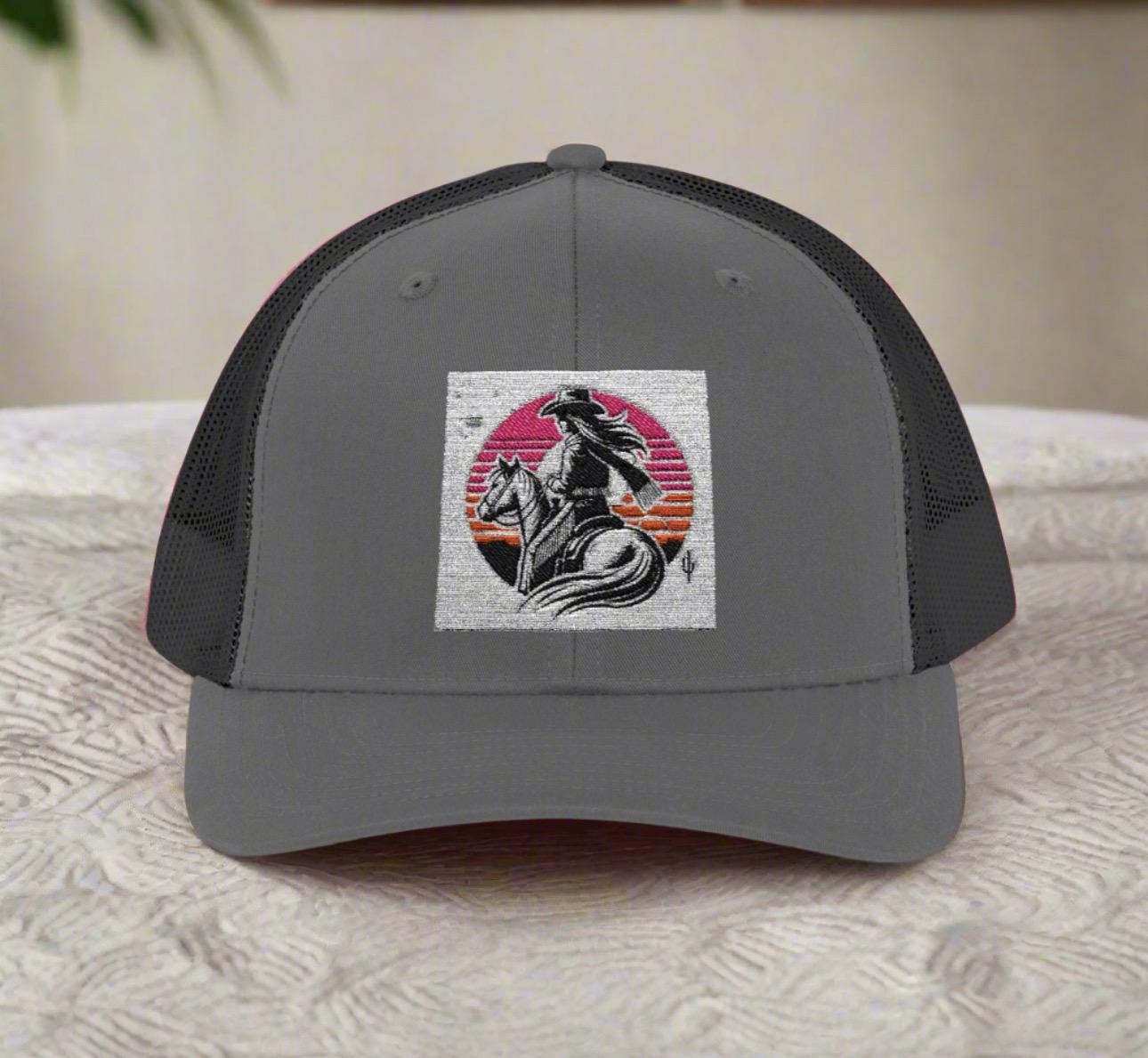 Embroidered Cowgirl Trucker Hat: Western Snapback Cap -Razels