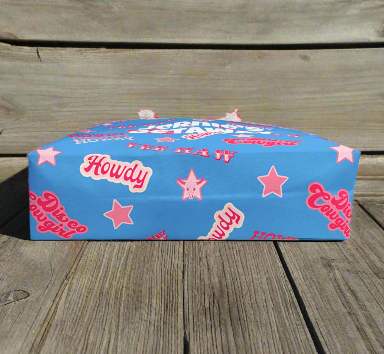 Personalized Disco Cowgirl Weekender Bag, Hot Pink Travel Tote for Girls, Custom Sleepover Bag,