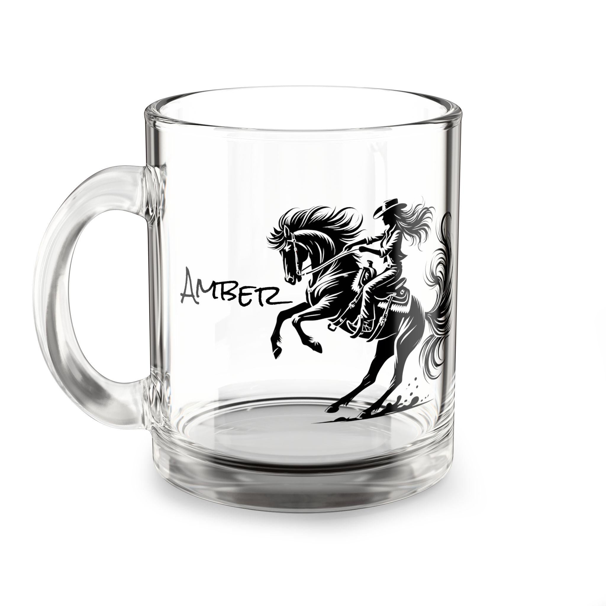 Personalized Cowgirl Glass Mug: Western Horse Lover Gift