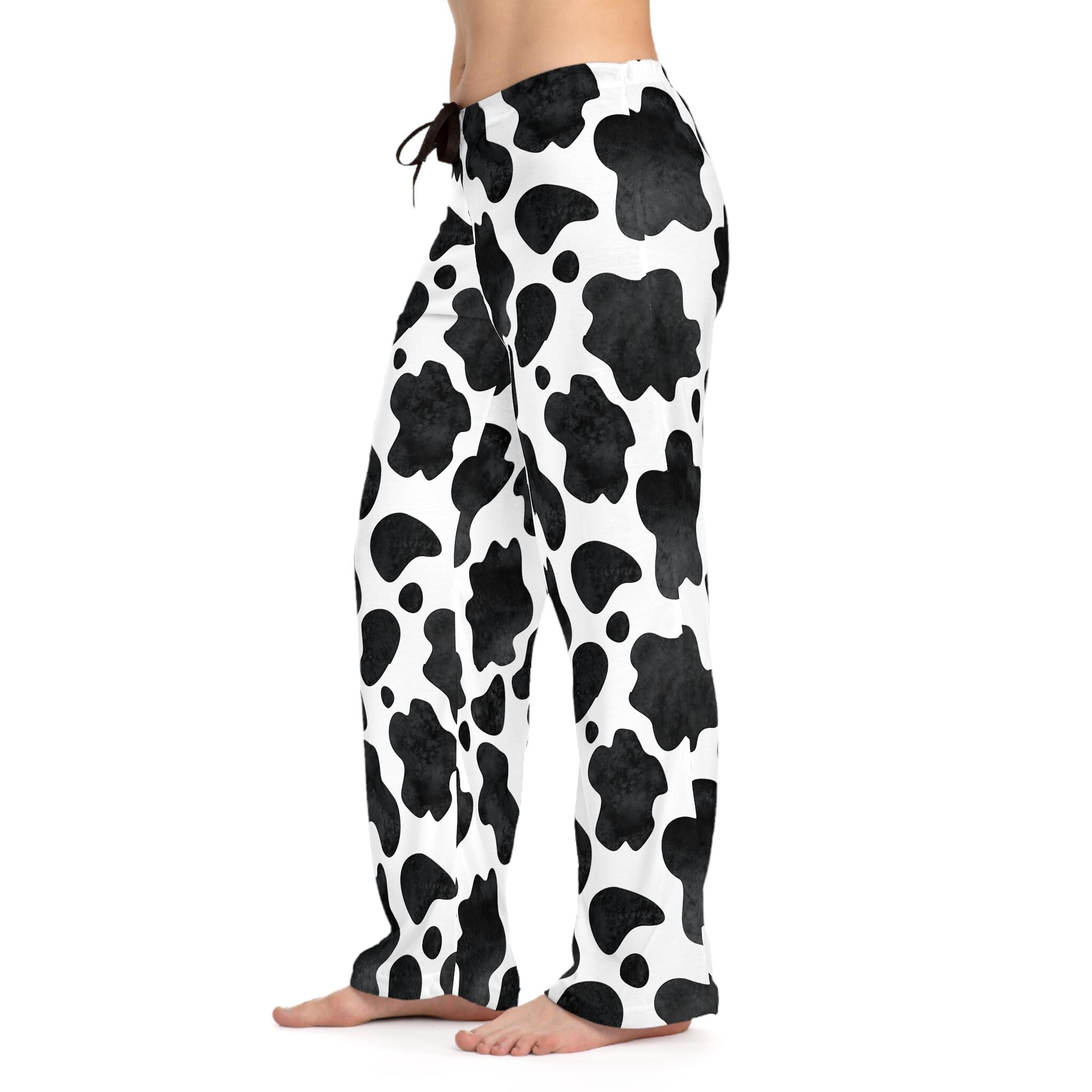 Cow Print Pajama Pants: Western Style Lounge Sleepwear -Razels