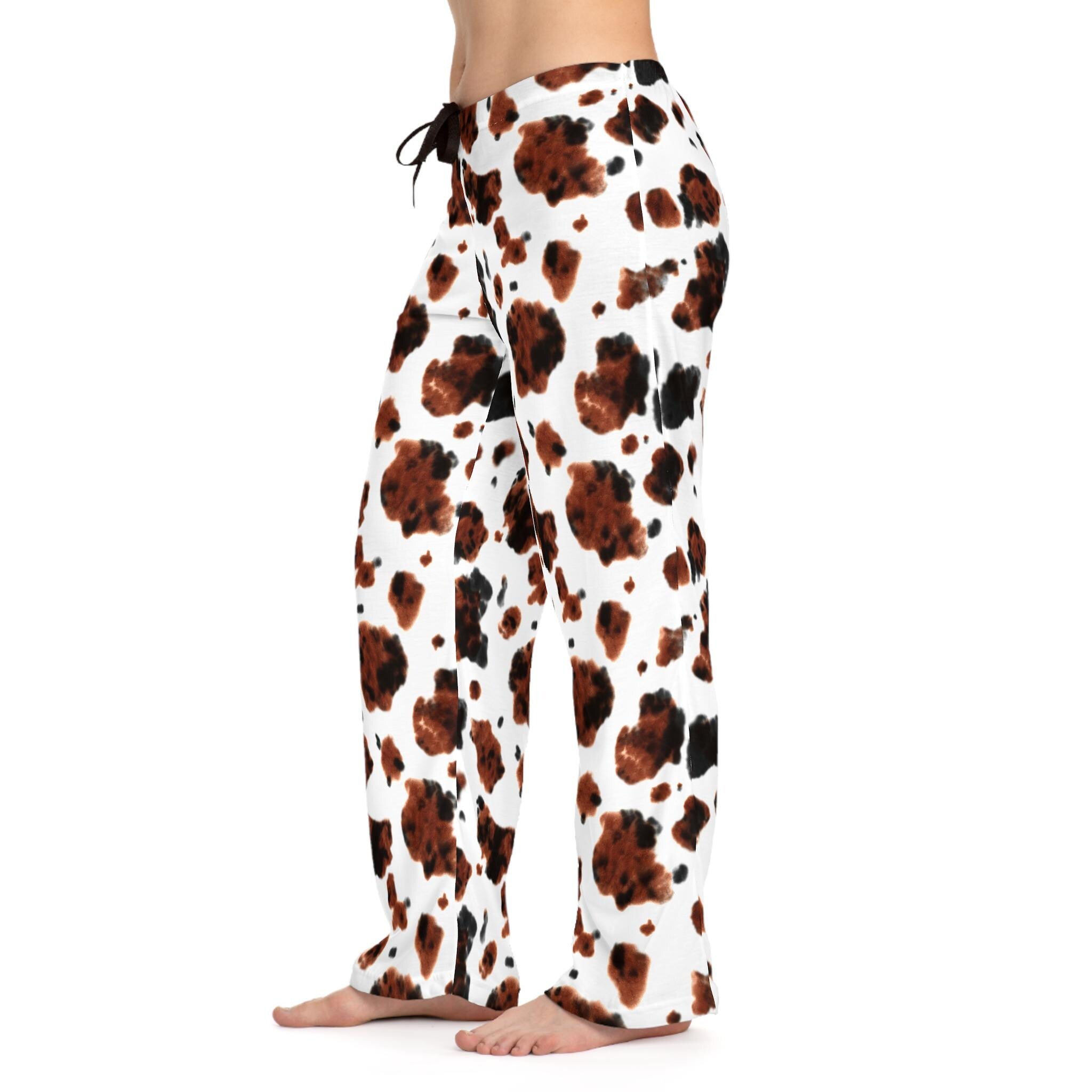 BROWN COWPRINT PAJAMA PANTS FOR WOMEN ARE COMFORTABLE AND CUTE ENOUGH TO WEAR OUT. PLUS THEY SHIP FOR FREE!
✅ 100% polyester jersey knit fabric for a soft, comfy feel
✅ Relaxed comfort fit with back elastic and drawstring tie
✅ Lightweight, breathable, and perfect for lounging or casual wear
✅ Fun and unique cowprint pattern to show off your western spirit
✅ Made to order – production time 3 days, shipping 2-5 days
✅ Available in XS to 2XL sizes
