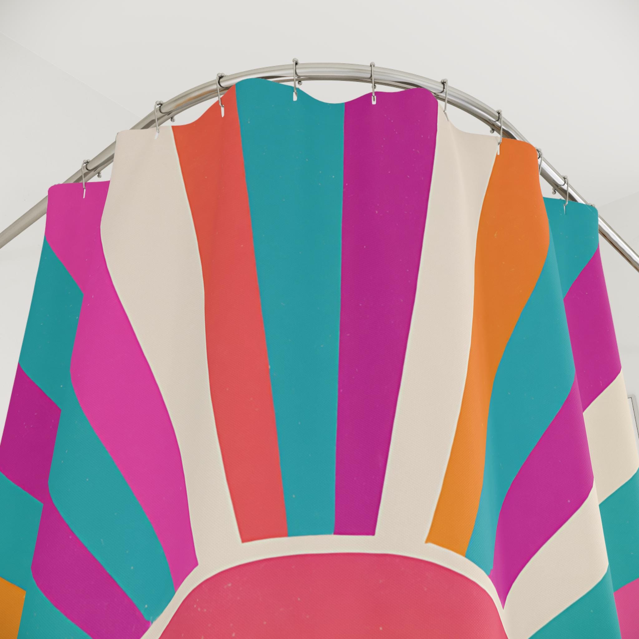 Sunrise Radiance Shower Curtain , BOHO SHOWER CURTAIN, Turquoise, Pink & Yellow Boho Bathroom Decor -Razels