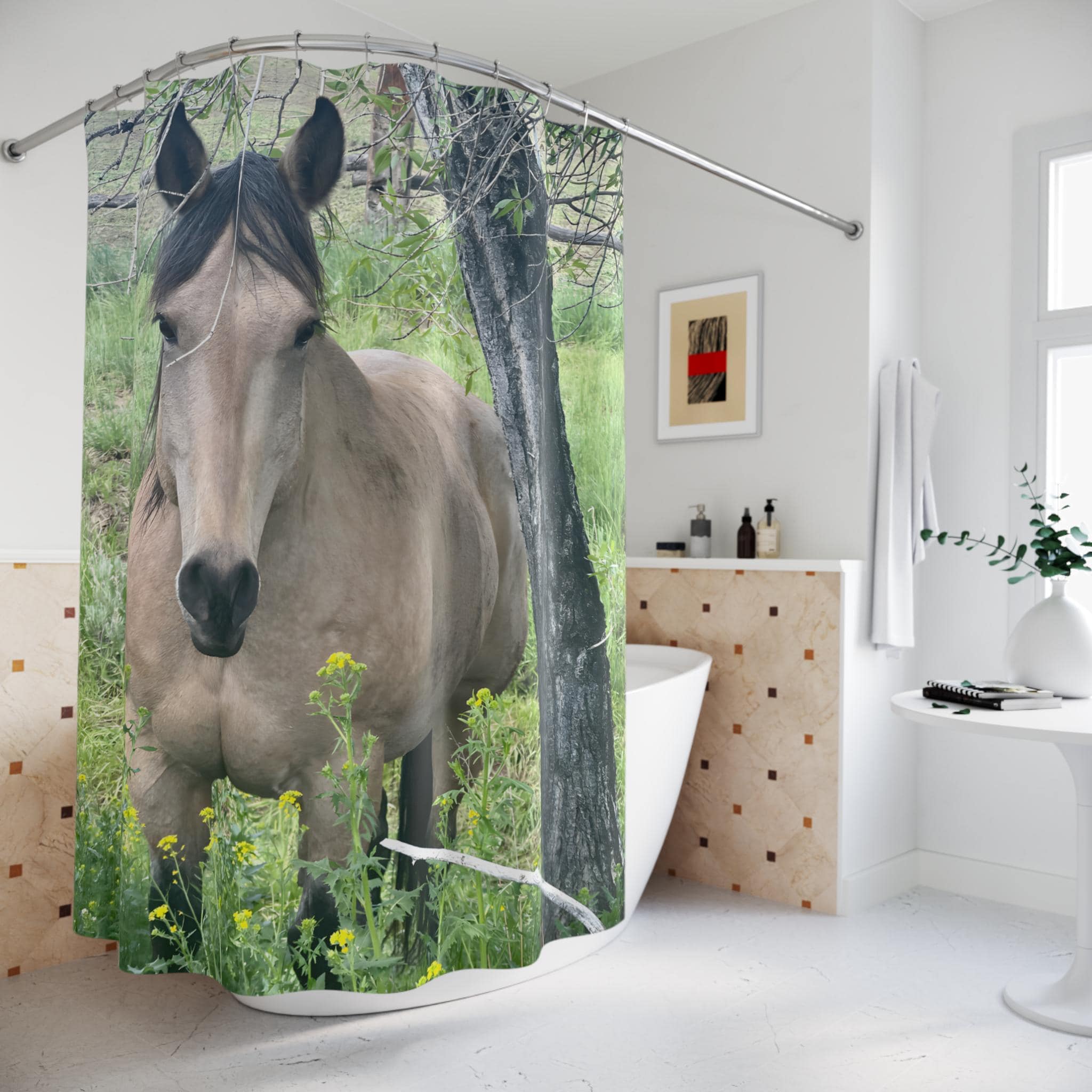Buckskin Horse Shower Curtain, Horse Photography Shower Curtain, Western Bathroom Decor,