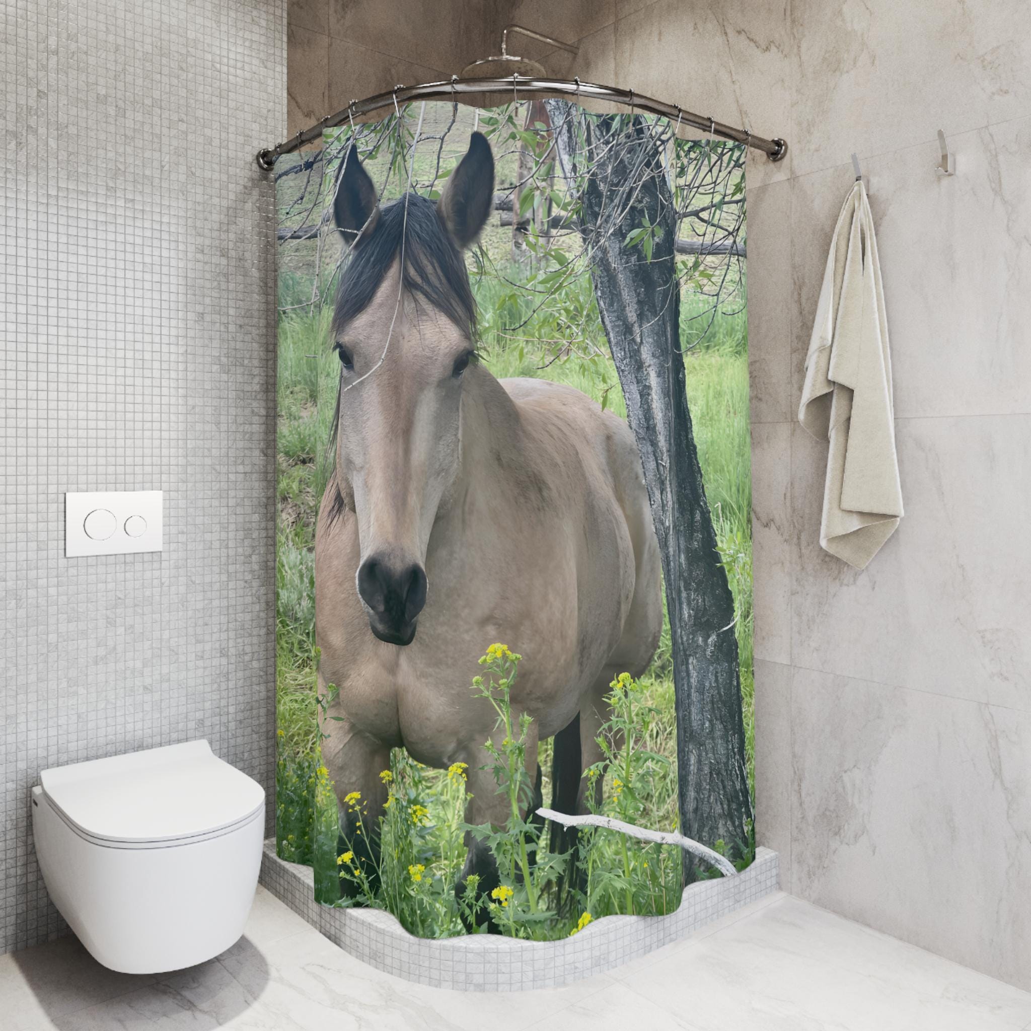 Buckskin Horse Shower Curtain: Western Montana Photography Bathroom Decor