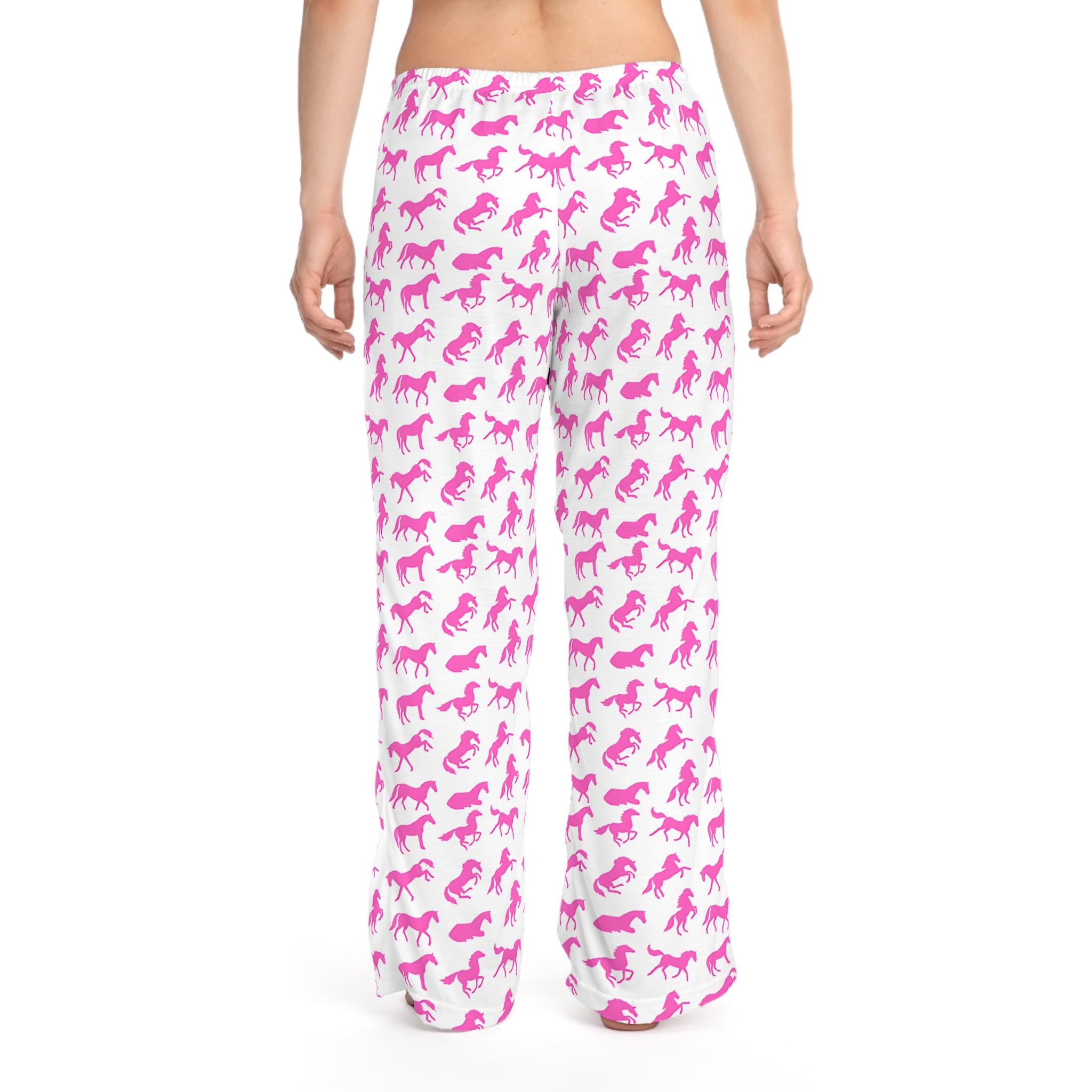Pink Pony Club Pajama Pants, Hot Pink Horse Cowgirl Pajamas -Razels