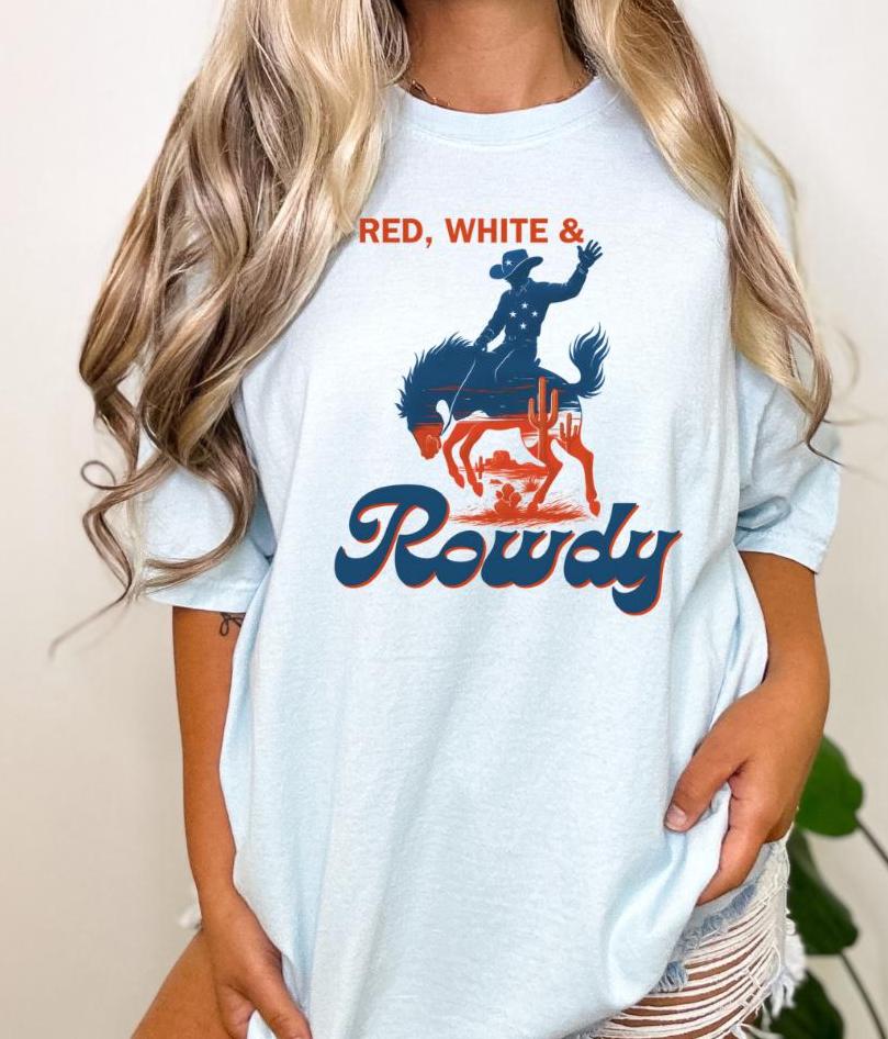 Red, White & Rowdy Adult 4th of July T-Shirt -Razels