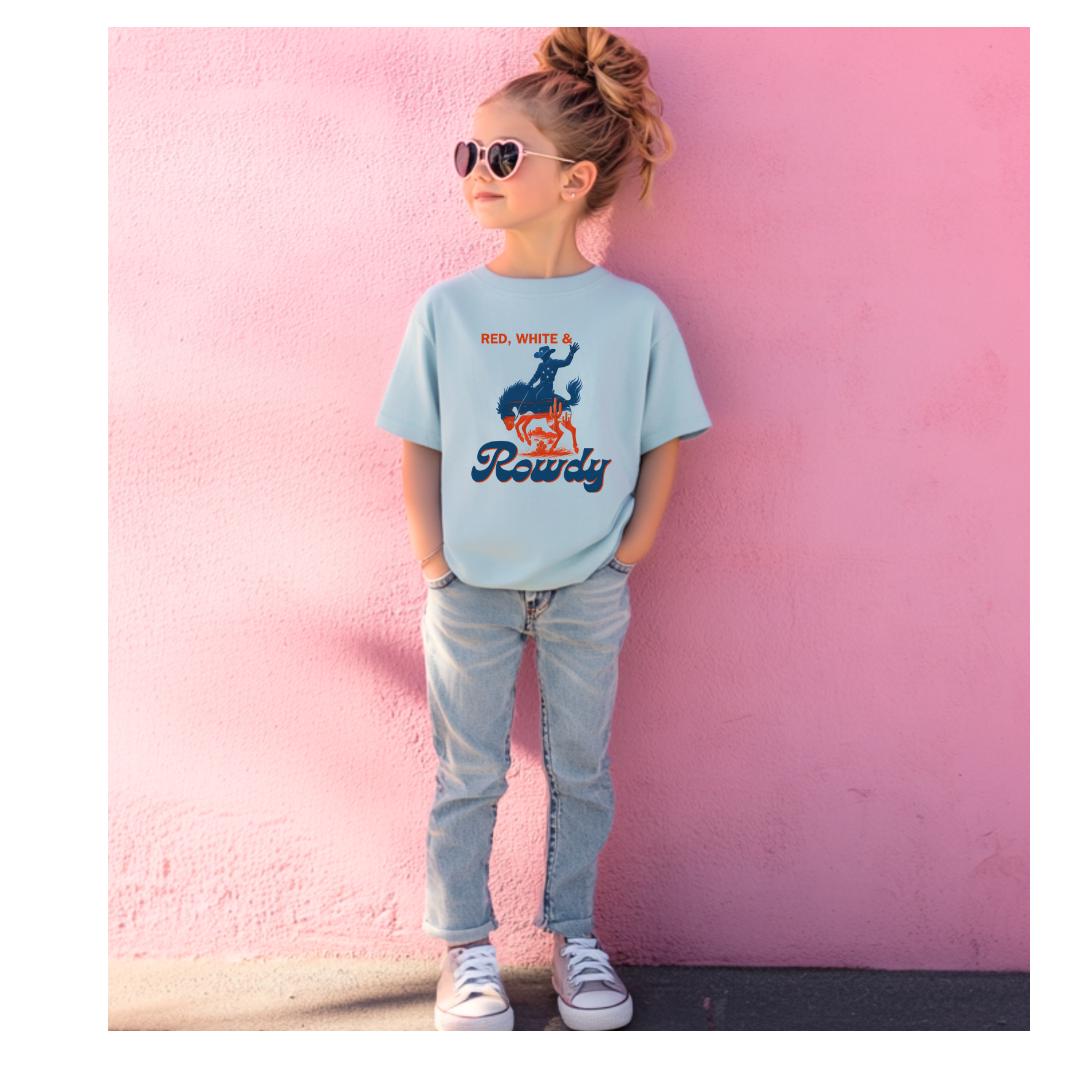 Kids Red, White & Rowdy Cowboy Tee -Razels
