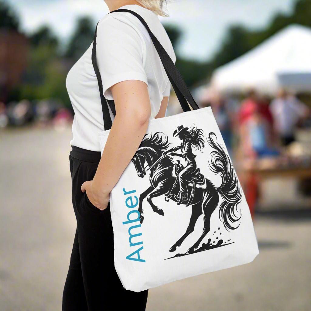 Wild Cowgirl Tote Bag, Personalized Horse-Riding Bag, Cowgirl Gift, Western Style, Durable Canvas Tote -Razels