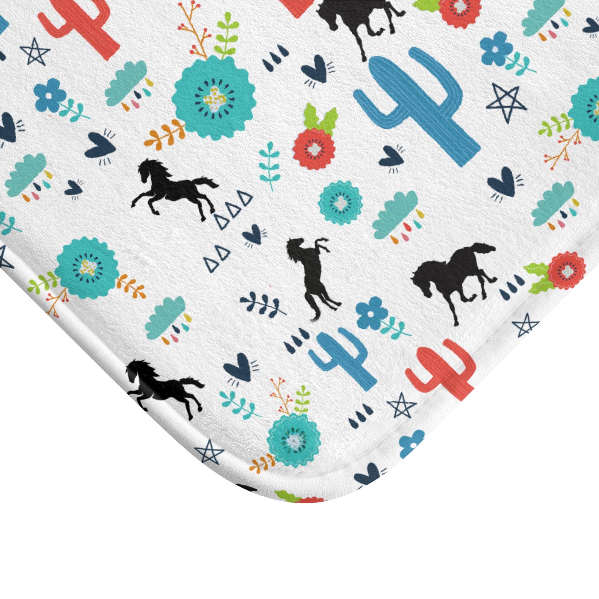 Horse Bathroom Mat, Western Floral Bath Mat -Razels