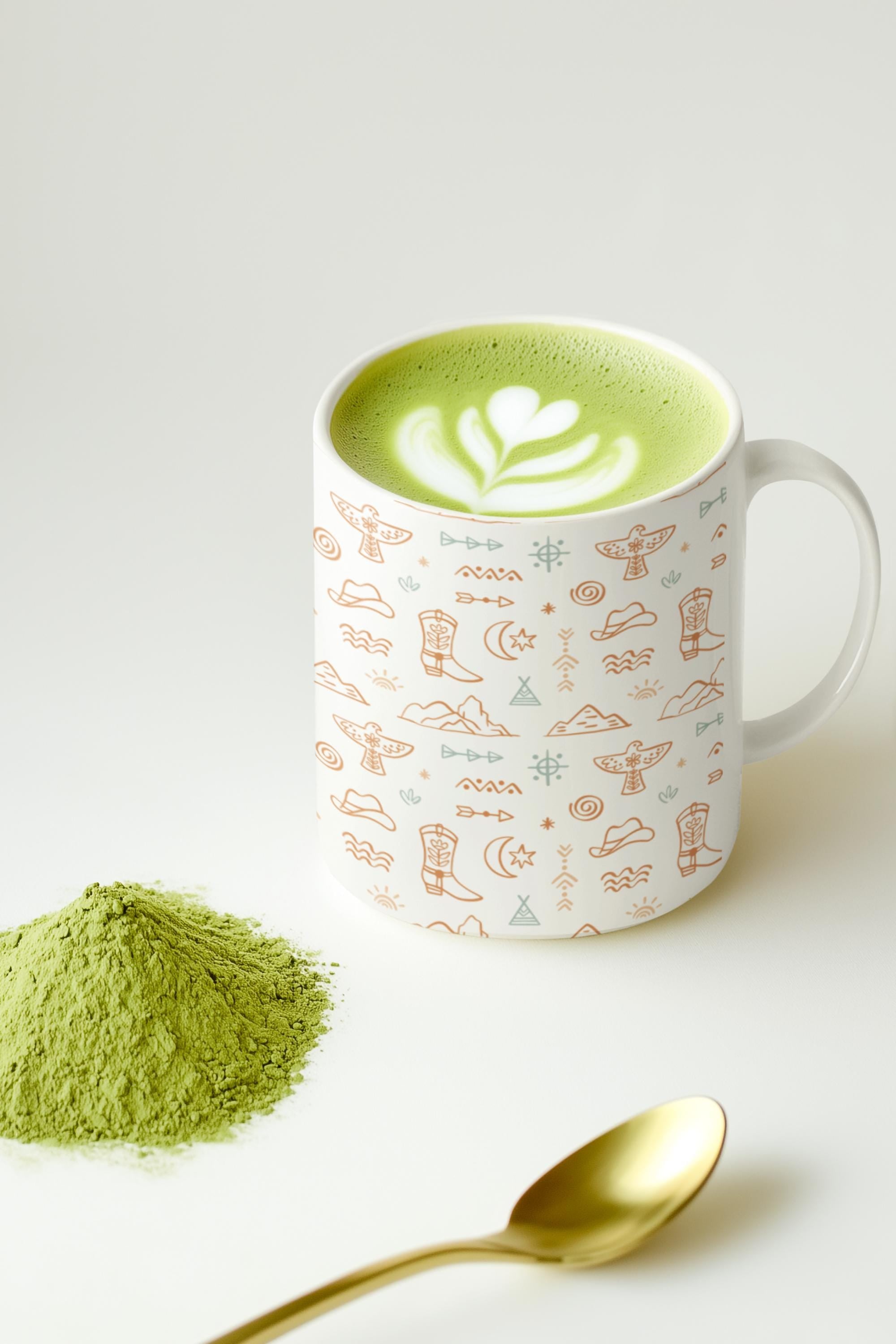 Western Motif Cowgirl Ceramic Mug 11oz or 15oz, Coffee Cup with Stars & Thunderbirds, Cowgirl Gift, Western Coffee Cup -Razels