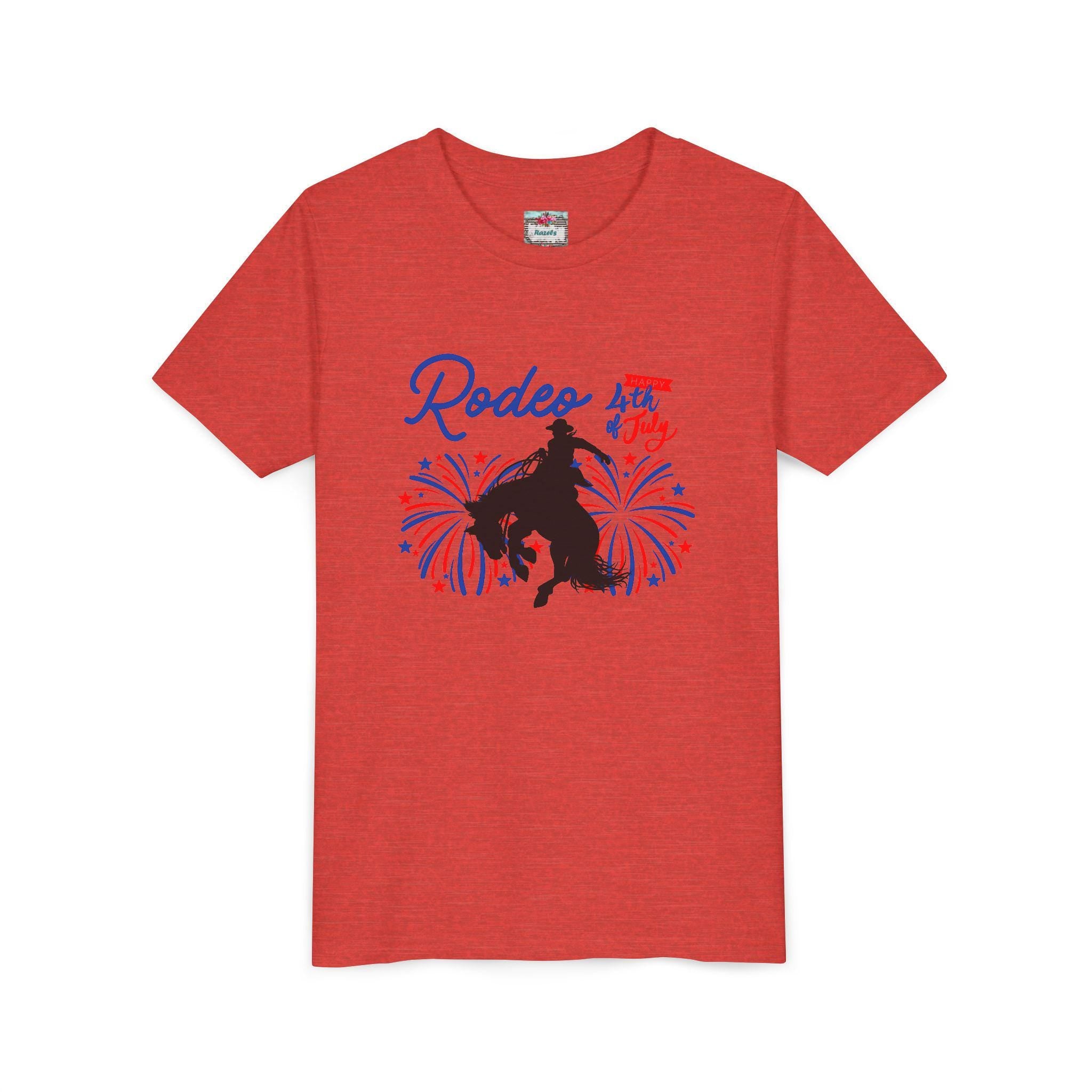 Kids Rodeo 4th of July T-Shirt, Patriotic Bronc Rider Tee, Family Matching Independence Day Shirt -Razels