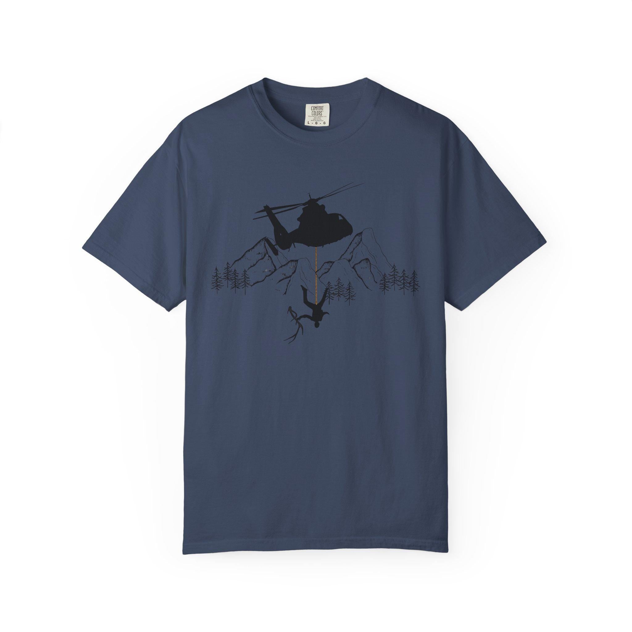Montana Shed HORN Hunting Helicopter Tee | Elk Shed Hunter Graphic Tee, No Shed Left Behind T-Shirt -Razels