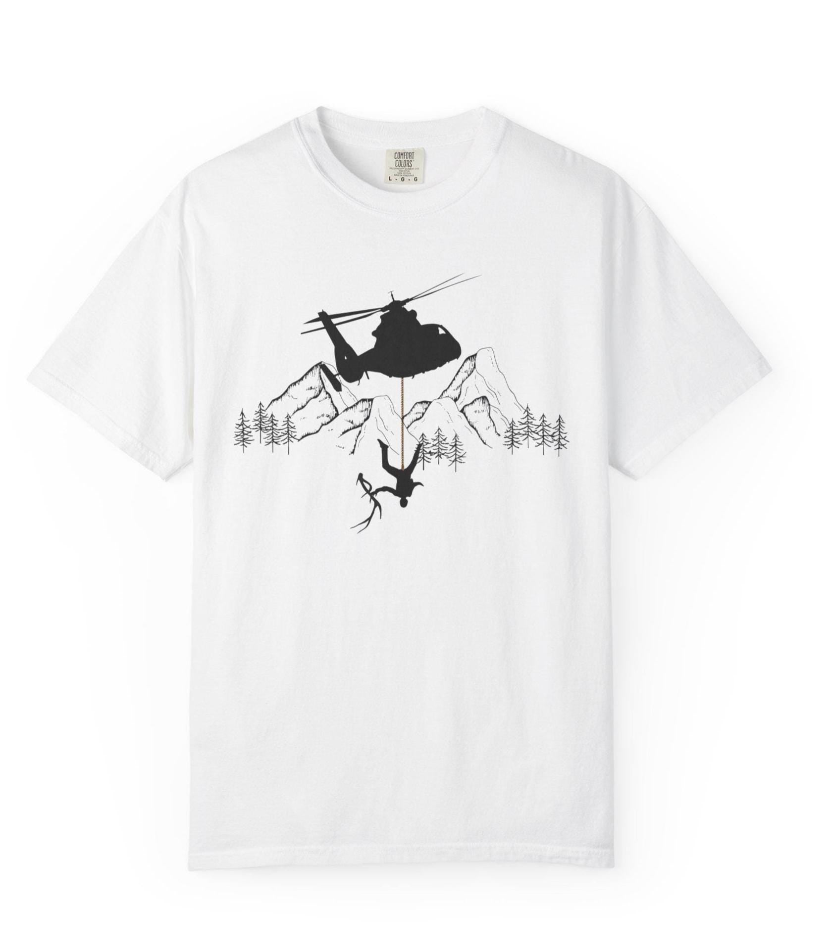 Adventure Awaits Helicopter T-Shirt
🚁 No Elk Shed Left Behind – Even If You Gotta Drop In For It
Not all shed hunters play by the rules... but you? You can wear the legend without breaking the law. Inspired by that wild Montana moment—yeah, the one with the helicopter and the private ranch—this shirt is for those who dream big, hike hard, and maybe laugh a little at the absurdity of it all. #notineleftbehind #montanashedhunting