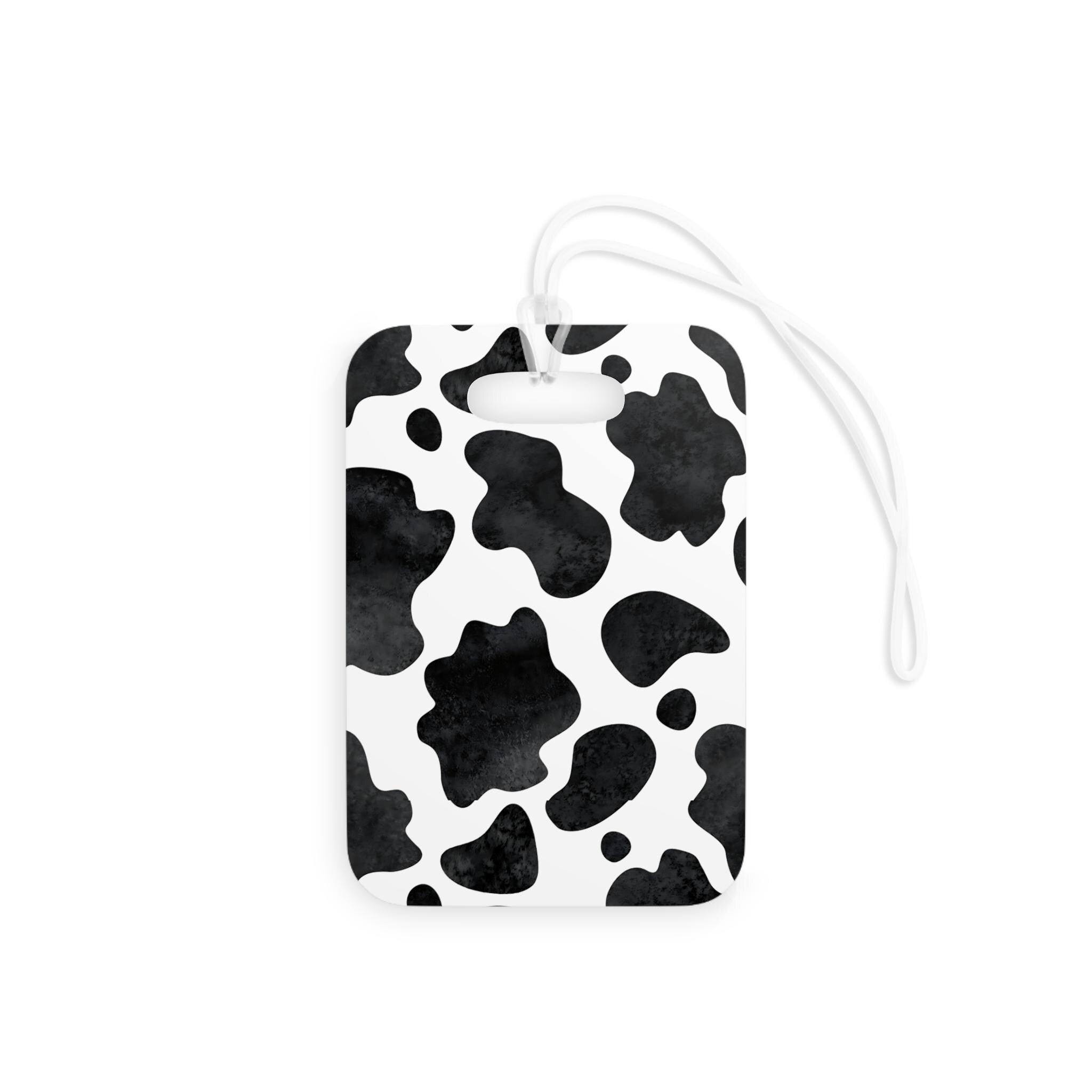 Cowprint Backpack Tag - Personalized Black & White Western Bag ID Tag with Hot Pink Name for Girls School Supplies -Razels