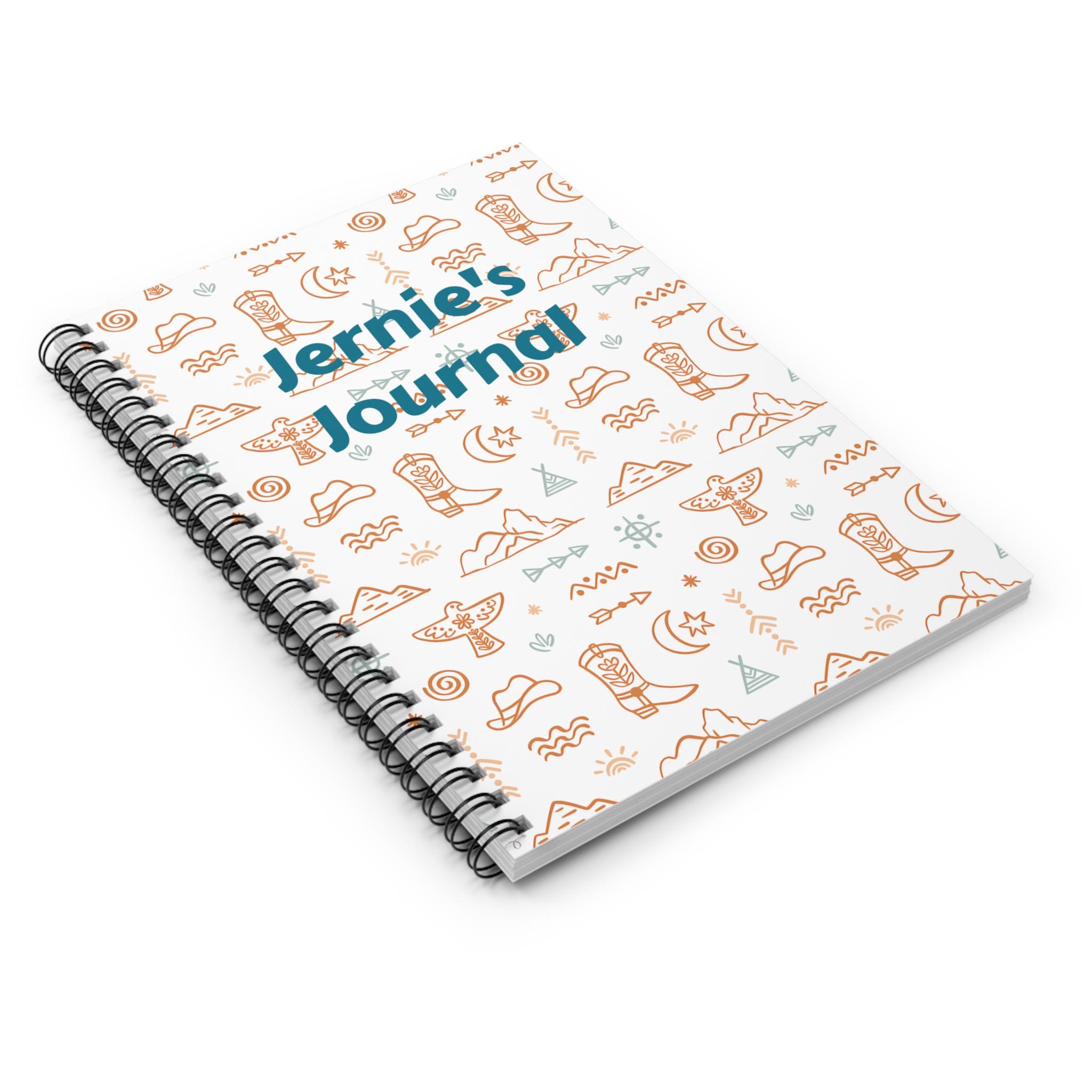 Personalized Western Notebook | Custom Name Boho Cowboy Journal, Beige Turquoise Back to School Notebook -Razels