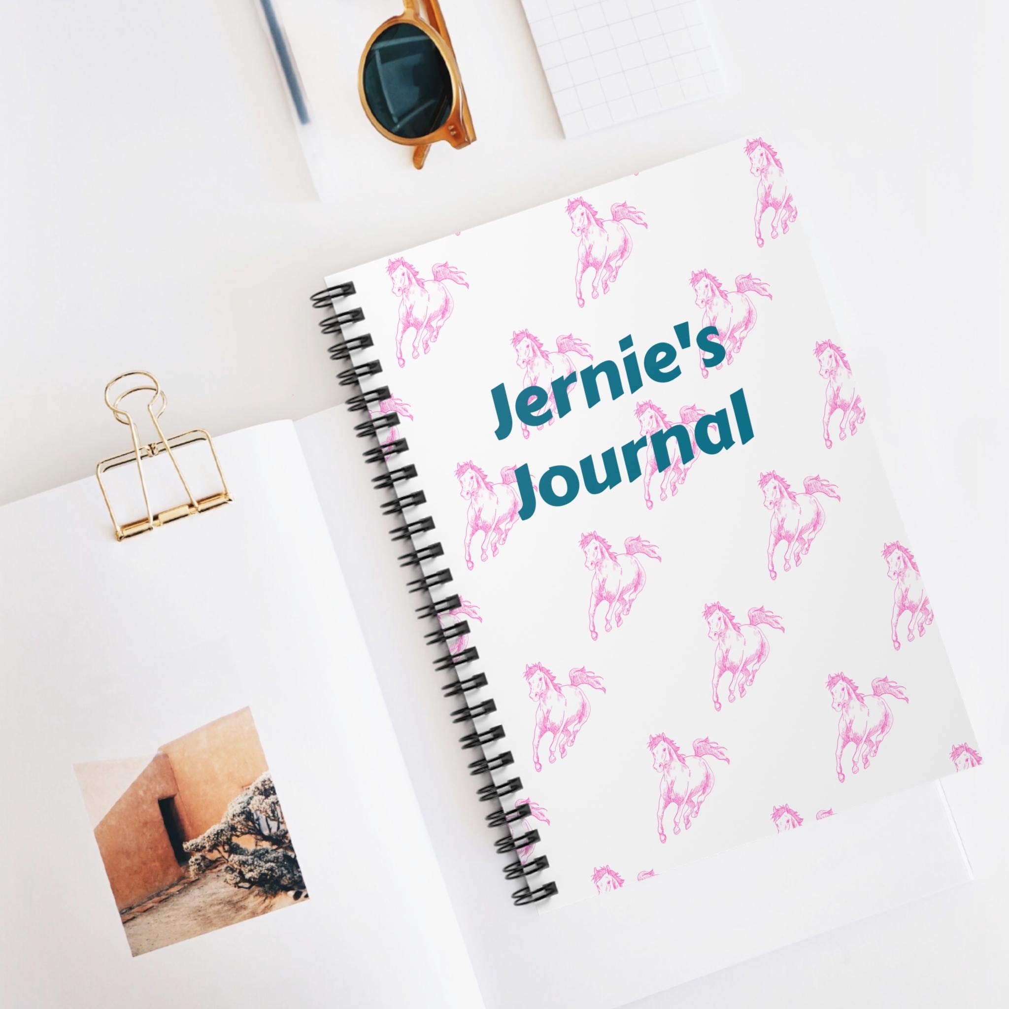 Personalized Horse Girl Journal Pink Running Horses Notebook with Custom Name Western Cowgirl Diary Back to School Gift for Girls -Razels