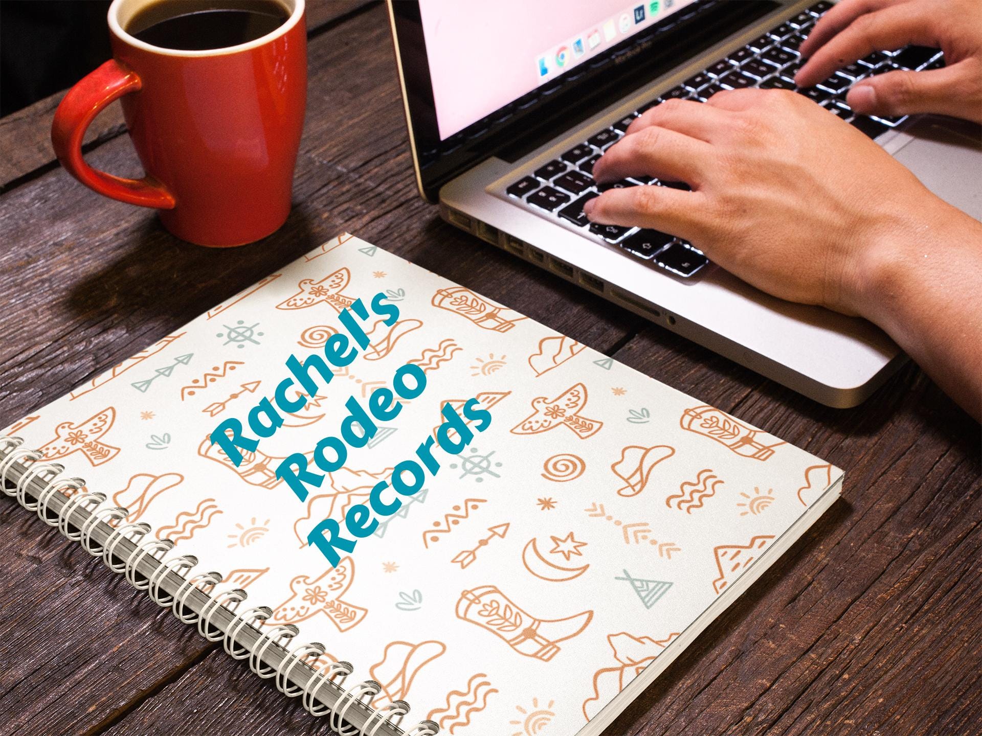 Personalized Western Notebook | Custom Name Boho Cowboy Journal, Beige Turquoise Back to School Notebook -Razels