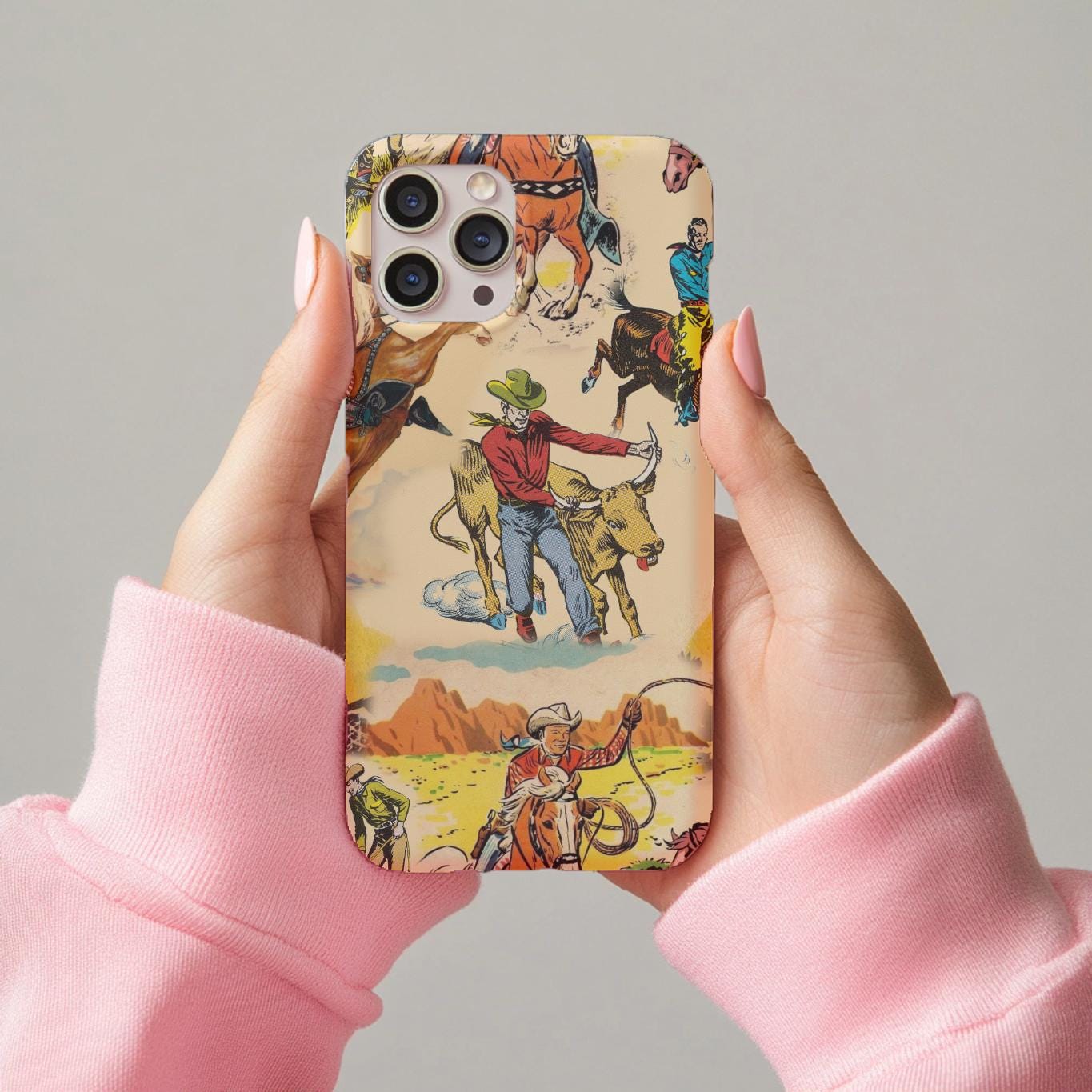 Vintage Cowboy Tough Phone Case – Western Rodeo Cover for iPhone & Samsung, Ranch Style Cowboy Print -Razels