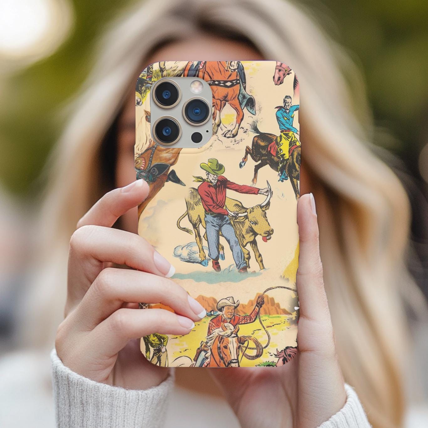 Vintage Cowboy Tough Phone Case – Western Rodeo Cover for iPhone & Samsung, Ranch Style Cowboy Print -Razels