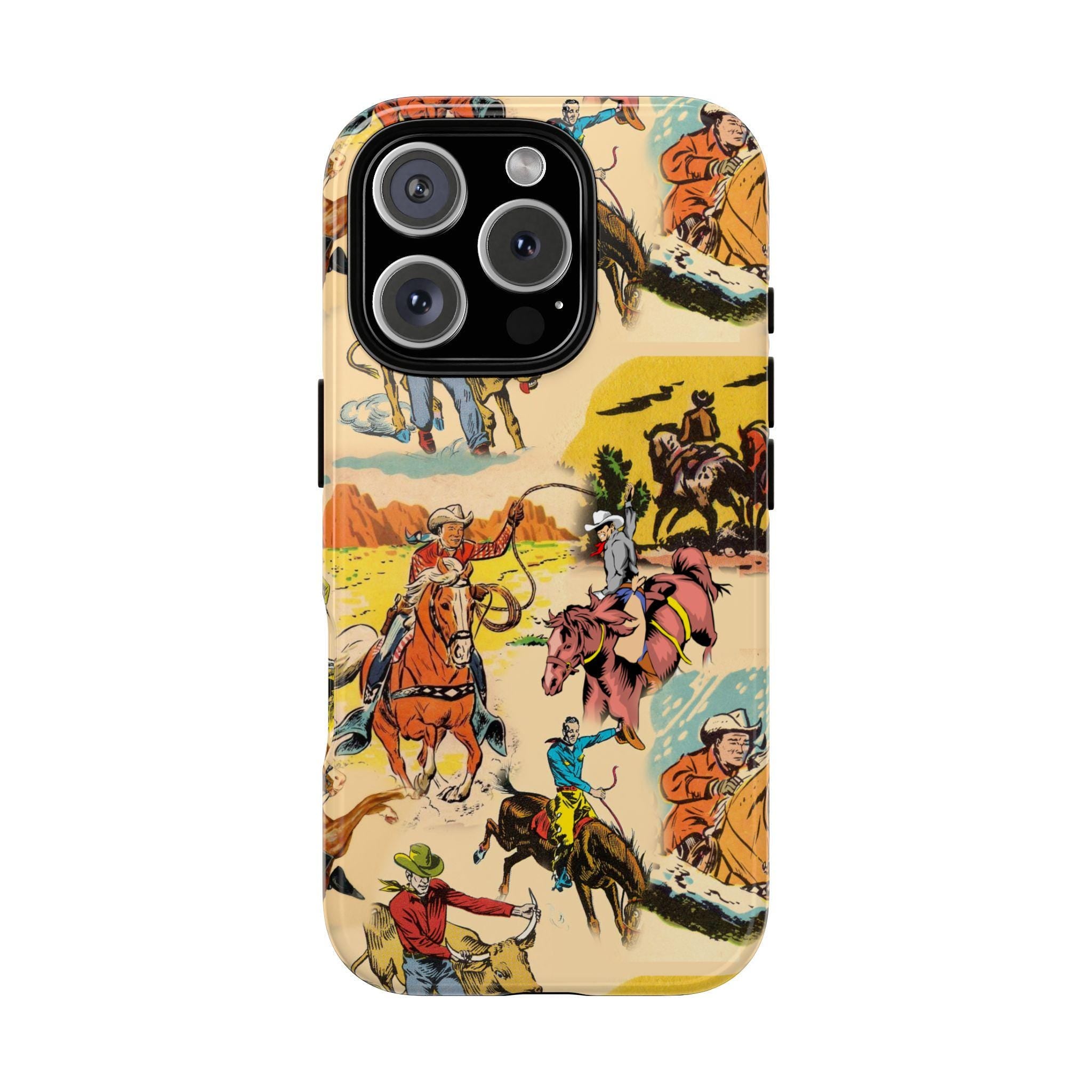 Vintage Cowboy Tough Phone Case – Western Rodeo Cover for iPhone & Samsung, Ranch Style Cowboy Print -Razels