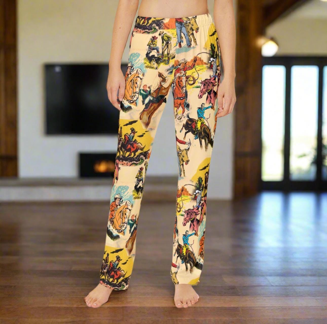Kids Vintage Cowboy Pajama Pants: Western Rodeo Loungewear -Razels
