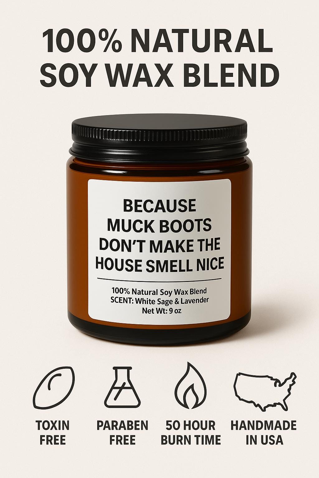 Funny Horse Girl Candle - White Sage & Lavender Scented Soy Candle, Horse Lover Gift -Razels