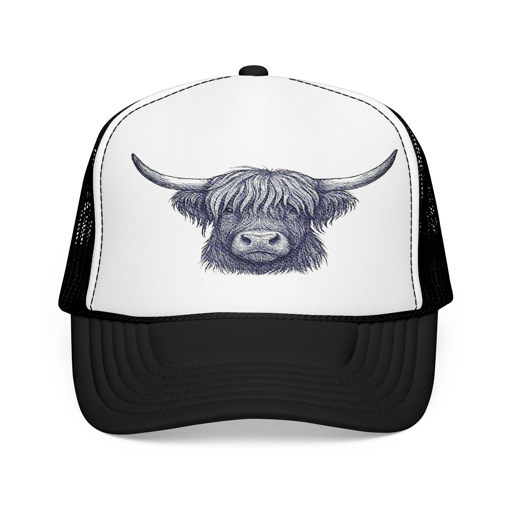 Highland Cow Hat - Trucker Hat Embroidered Western Cap Country Farm Animal Gift for Highland Cow Lover -Razels