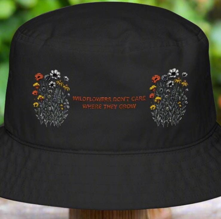 Wildflowers Bucket Hat | Gift for Mother, Grandmother, Garnder | Embroidered Garnder Hat | Gardner Gifts, -Razels