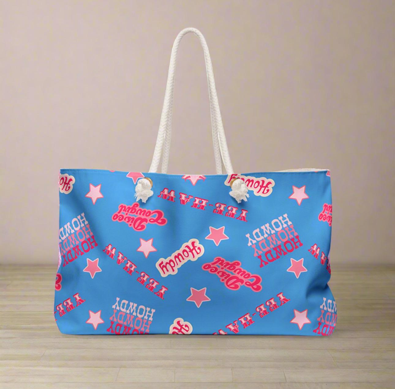 Personalized Disco Cowgirl Weekender Bag, Hot Pink Travel Tote for Girls -Razels