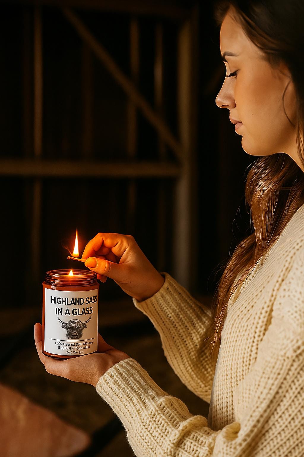 Highland Cow Gift Cinnamon Vanilla Soy Candle, Cow Lover Farmhouse Decor -Razels