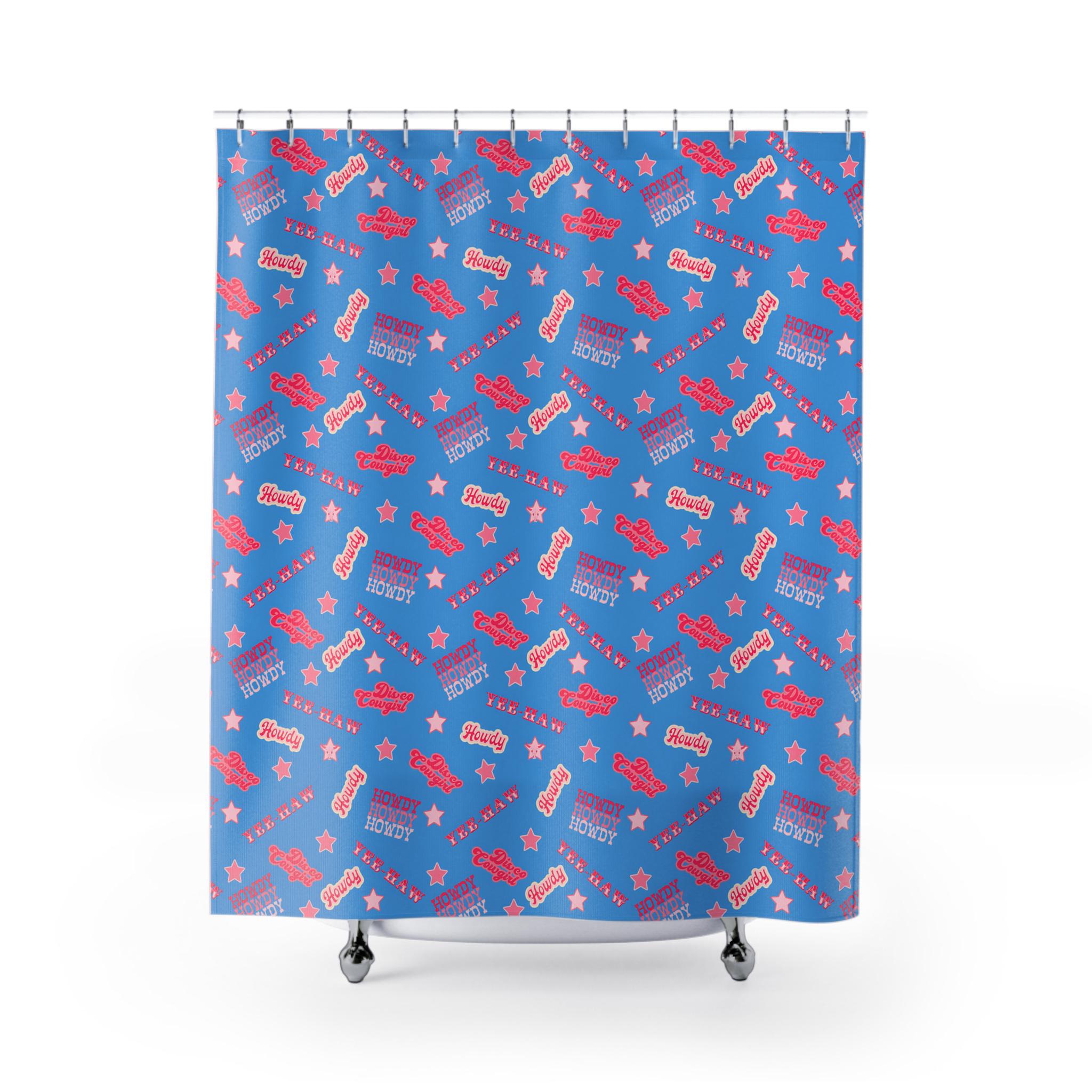 Disco Cowgirl Shower Curtain, Howdy Yeehaw Pink Western Bathroom Shower Curtain, Fun Kids Cowgirl Decor -Razels