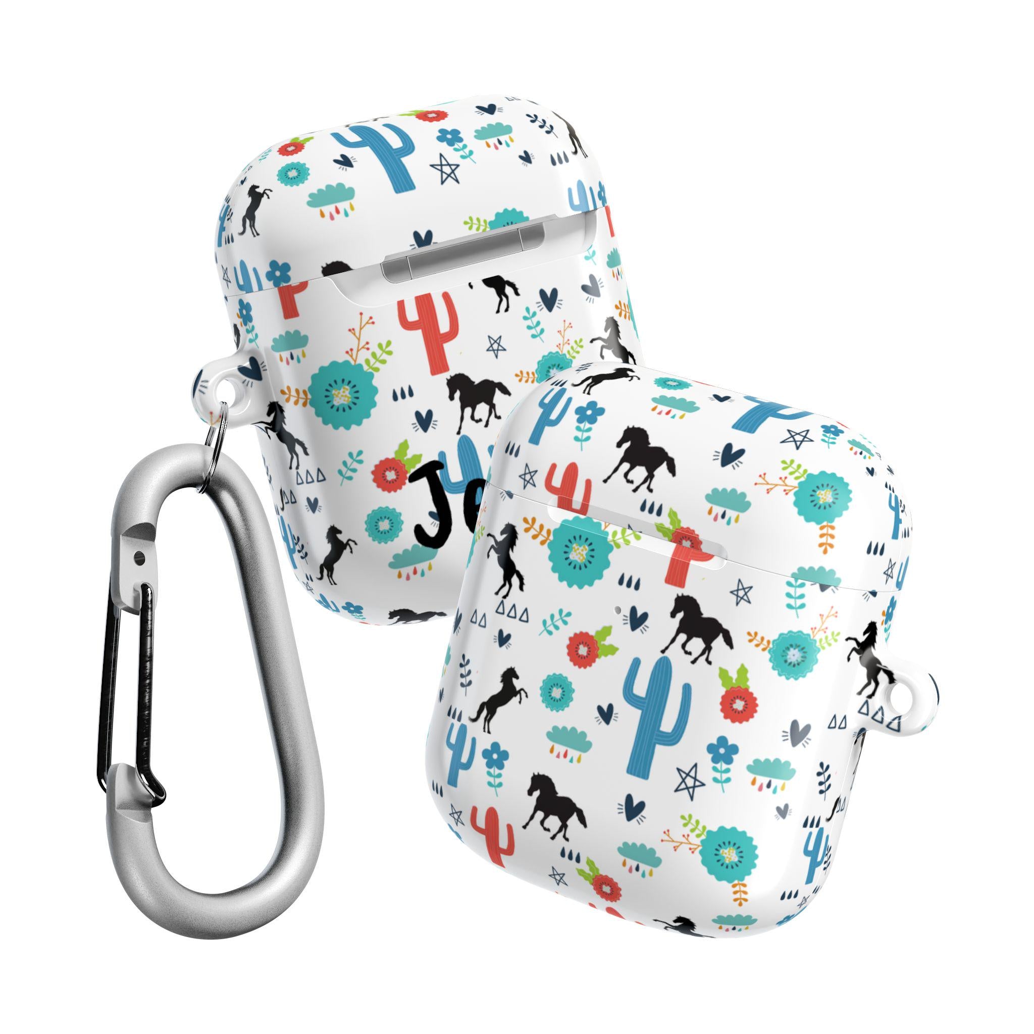 Personalized Boho Horse AirPod Case: Western Cactus Print Tech Gift -Razels