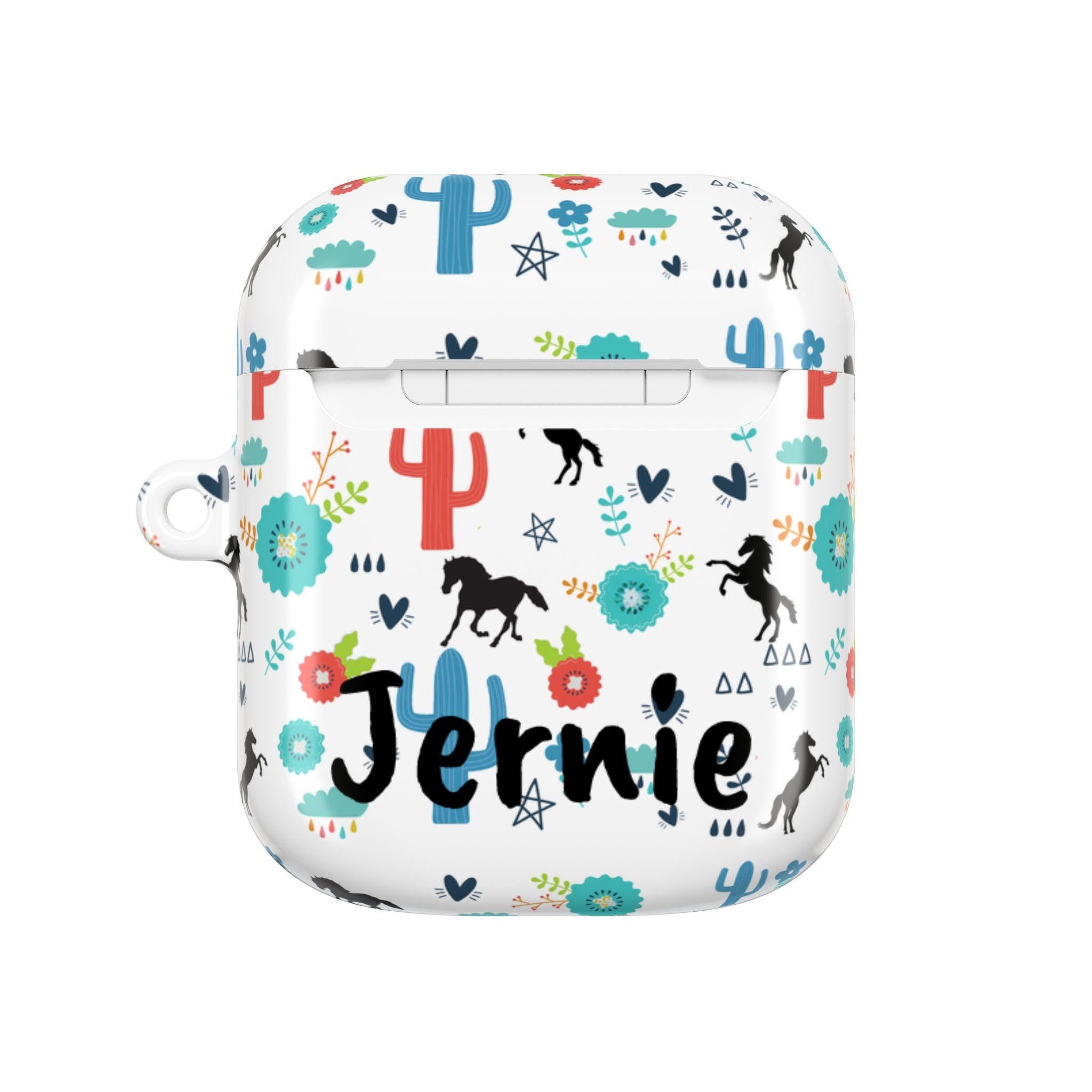 Personalized Boho Horse AirPod Case: Western Cactus Print Tech Gift -Razels