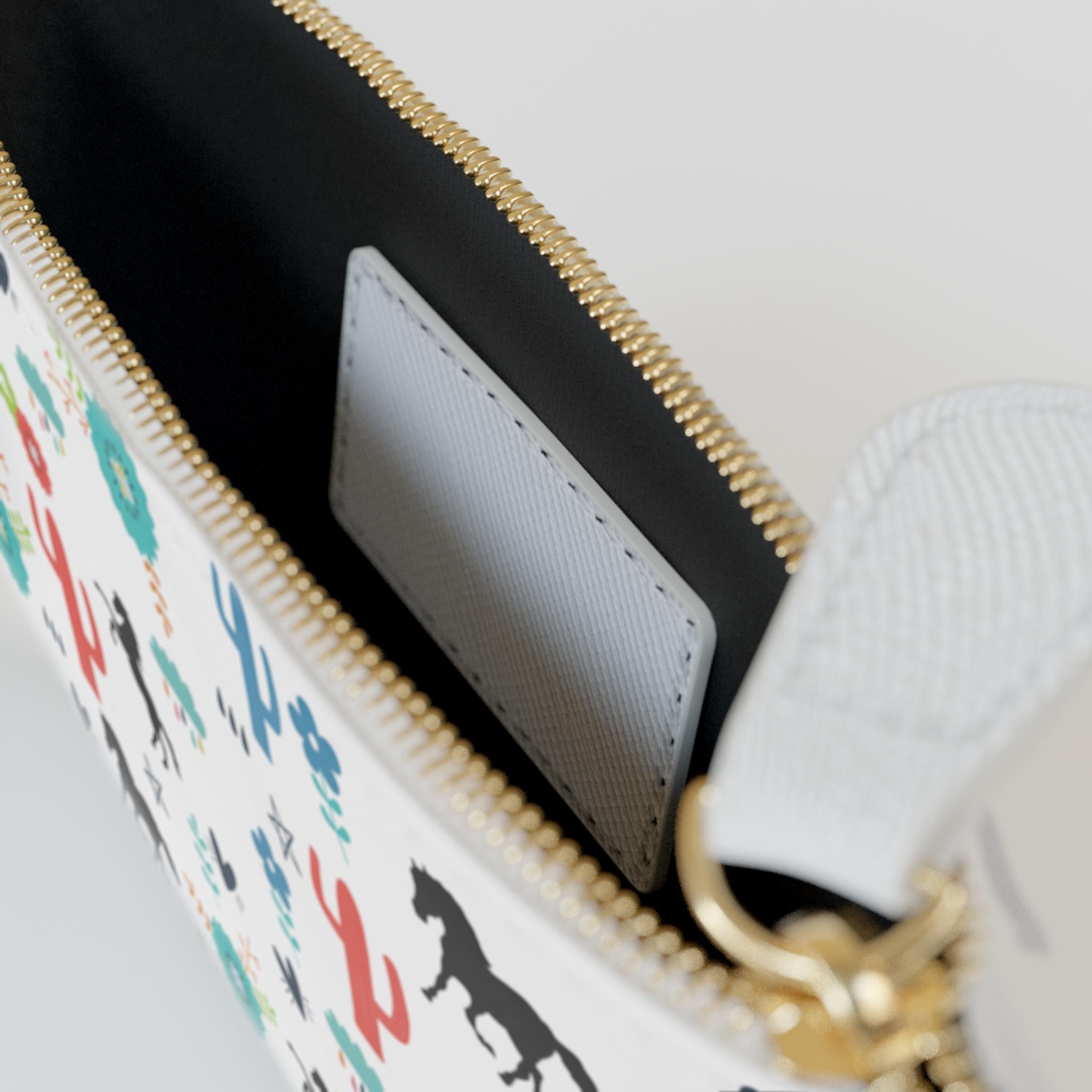 Personalized Cowgirl Mini Clutch, Colorful Horse Cactus Print Purse with Name or Initials | Faux Leather Bag for Girls, Gifts -Razels