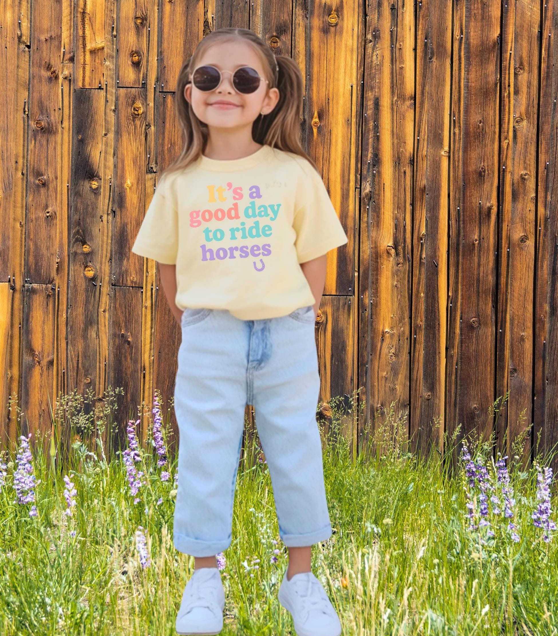 Girls Horse tShirt - Good Day to Ride Horses Tee, Youth Western Cowgirl Top -Razels