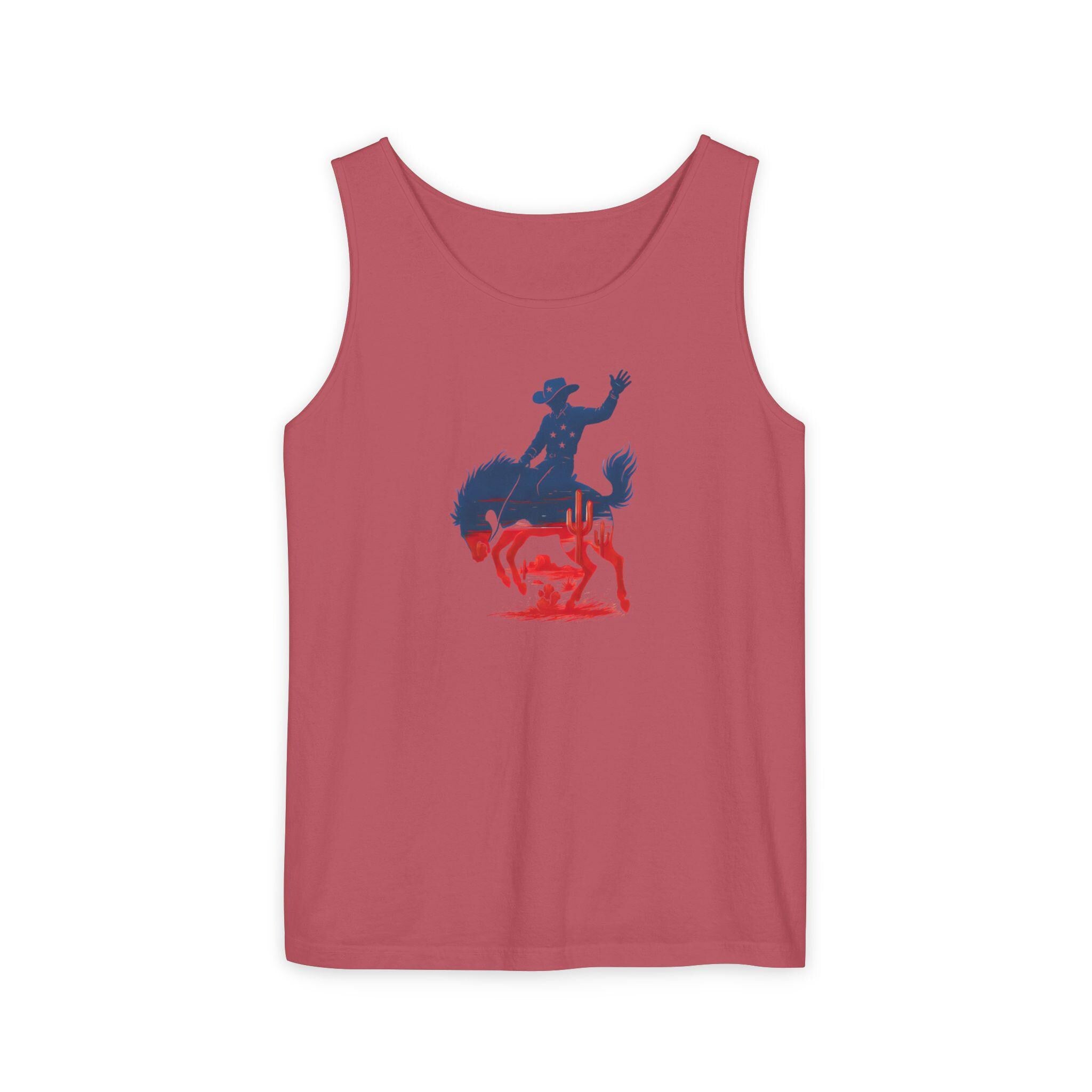 Patriotic Cowboy Tank Top, Bucking Horse 4th of July Shirt -Razels