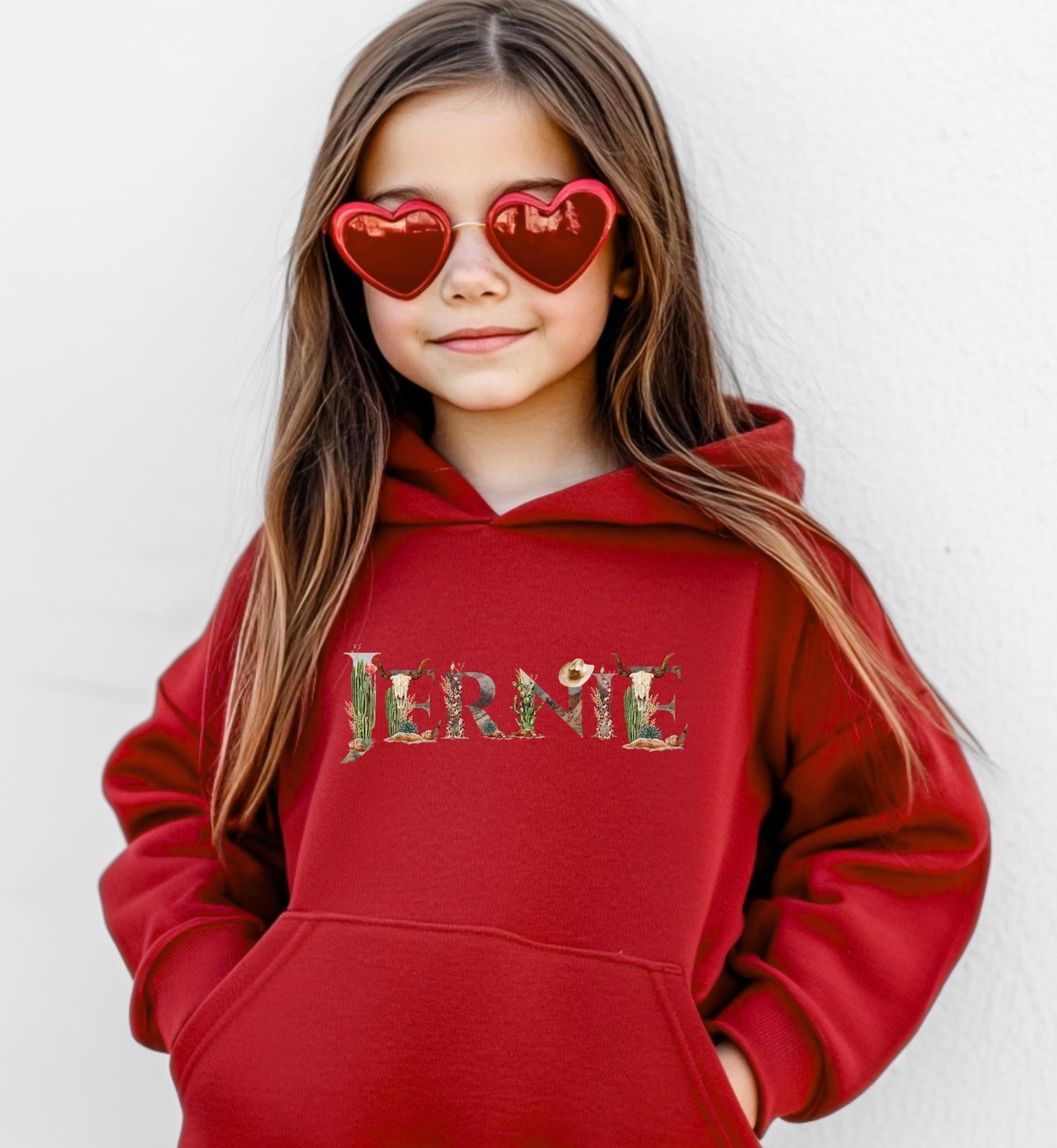 Personalized Youth Hoodie Old West Lettering, Custom Name Cowboy Sweatshirt -Razels