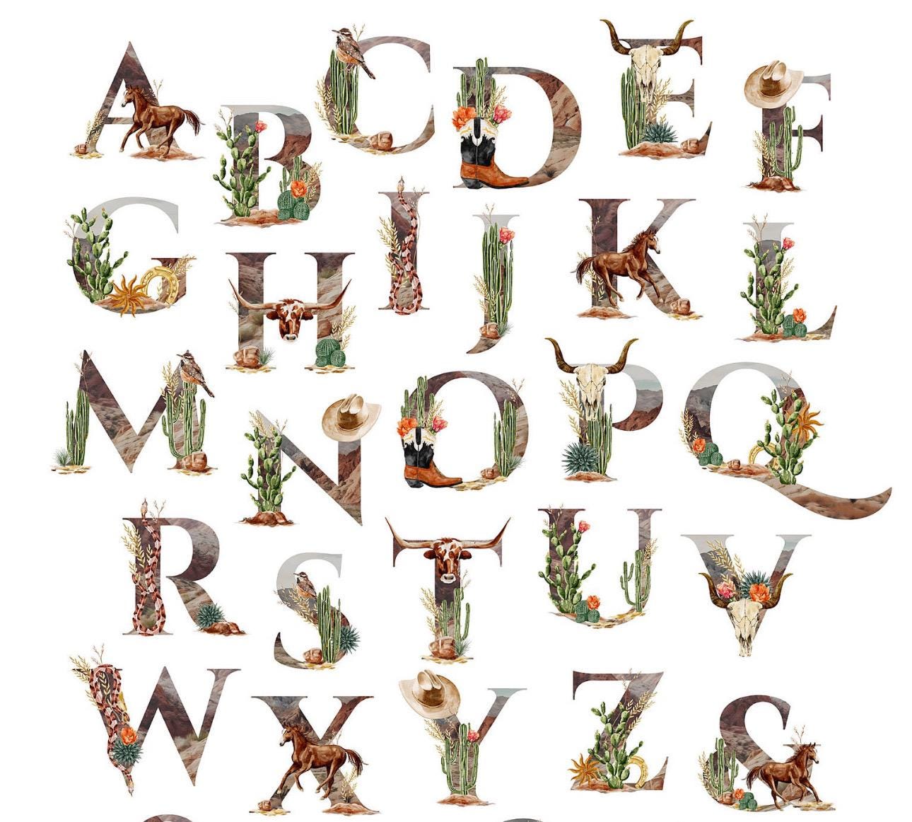 Personalized Wild West Initial Spiral Notebook, Rustic Alphabet Journal -Razels