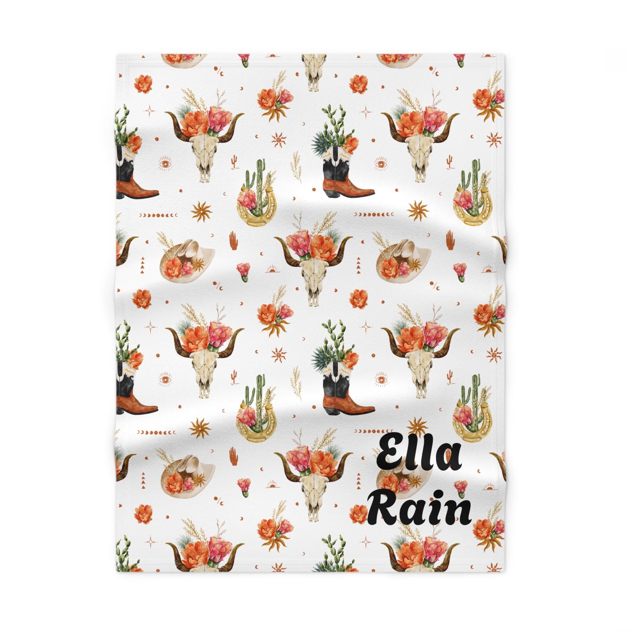 PERSONALIZED Southwestern Boho Floral Baby Blanket, CUSTOMCowgirl Nursery Decor -Razels
