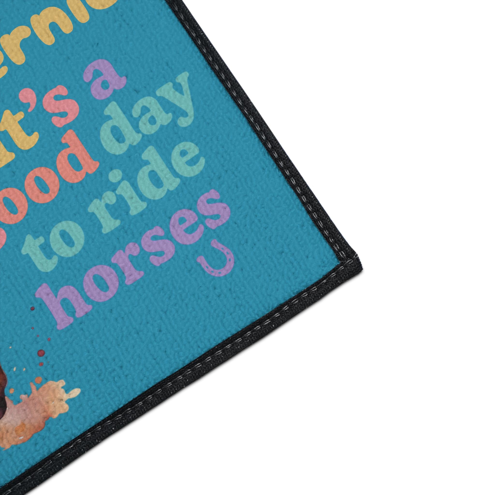 Personalized Horse Lover Floor Mat - Custom Name Turquoise Barn Doormat, Kids Room Rug -Razels